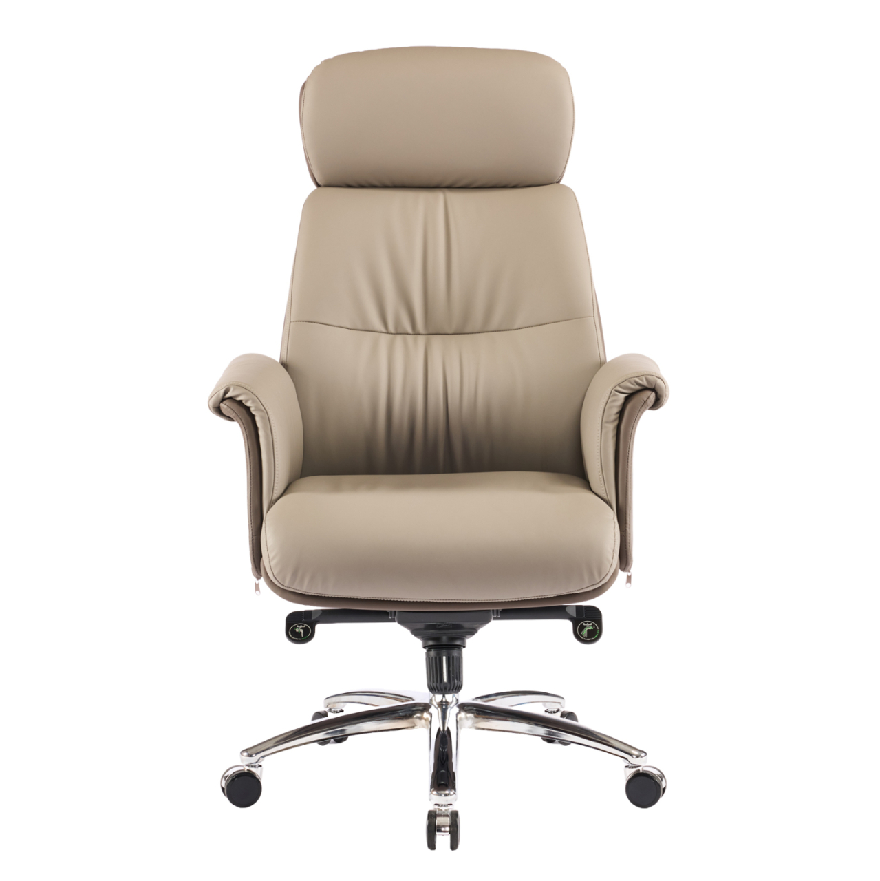 OFFICE CHAIR TOMLIN HM18358.02 BEIGE-BROWN PU LEATHER--CHROMED BASE 72x74x128Hcm. [3]