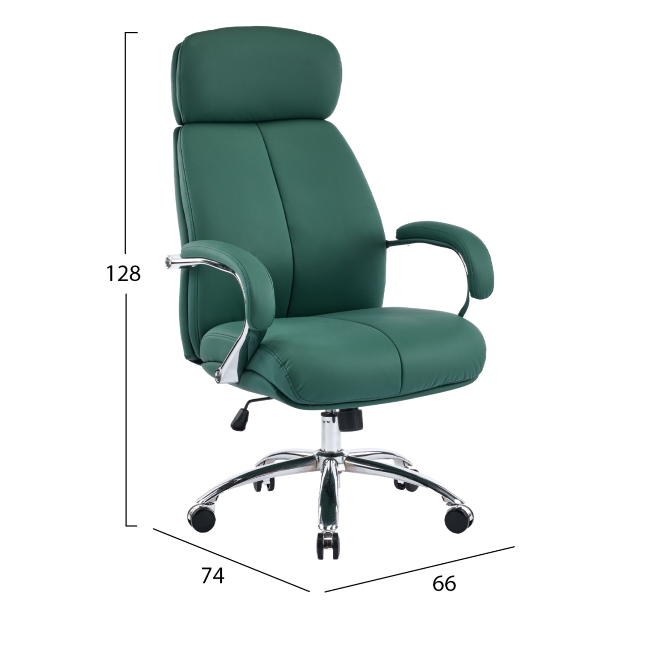 OFFICE CHAIR TOREN HM18357.07 GREEN PU LEATHER--CHROMED BASE 66x74x128Hcm [2]