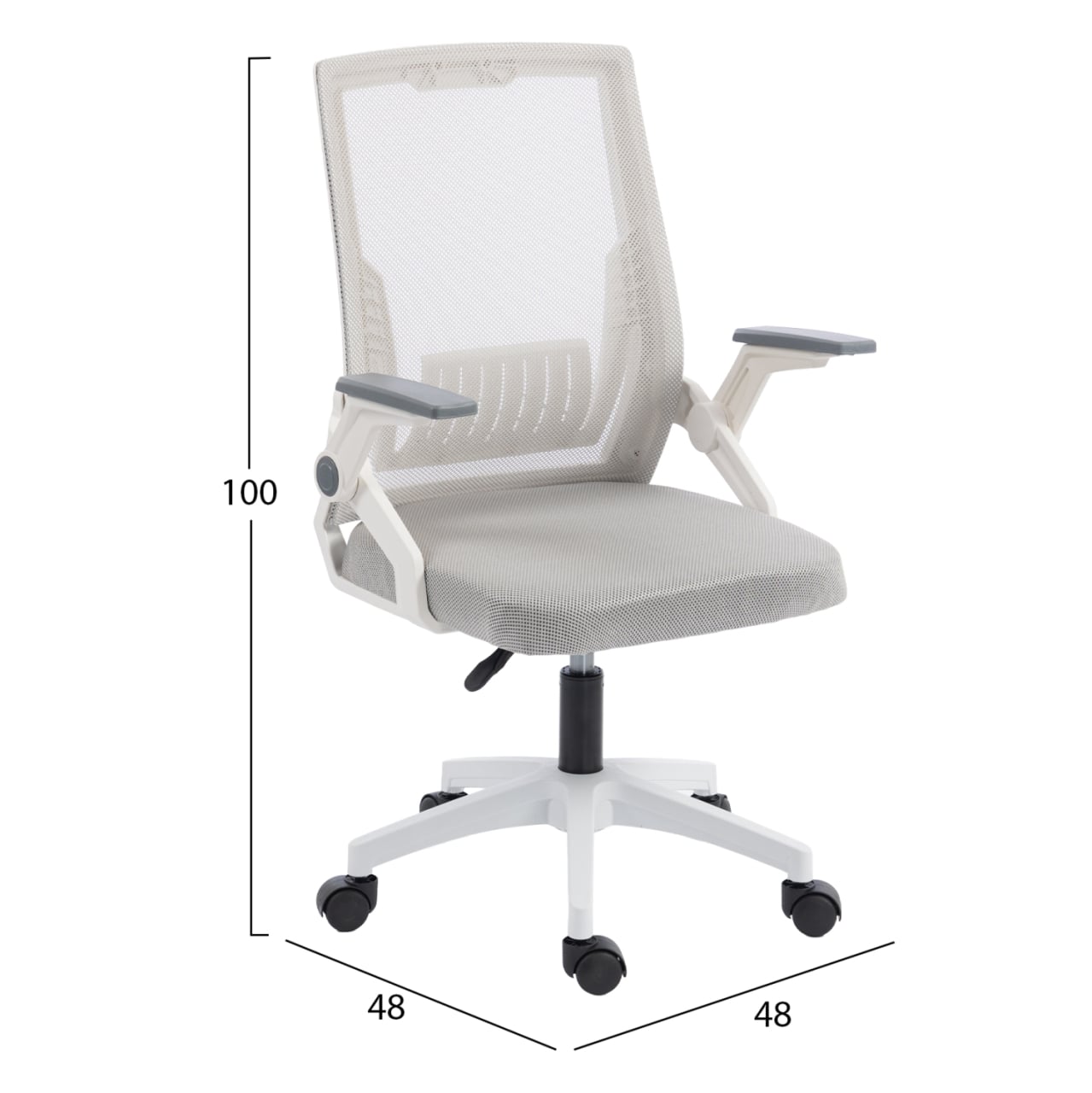 OFFICE CHAIR ZENITH HM1225.02 POLYPROPYLENE IN WHITE--MESH IN LIGHT GREY 60x60x92-100Hcm [2]
