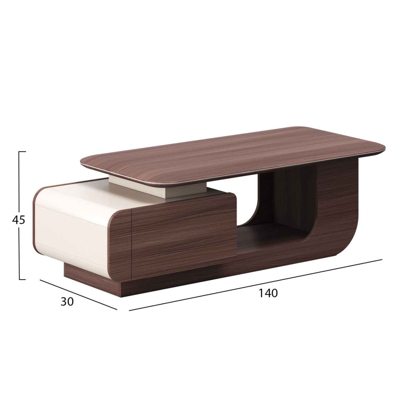 OFFICE COFFEE TABLE SERIES PRESIDENT HM2150 MELAMINE IN WALNUT-BEIGE 140x60x45Hcm. [2]