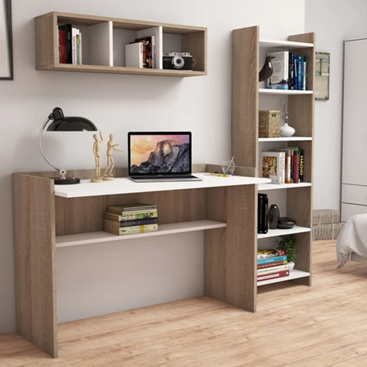 OFFICE COMPOSITION HM11776.12 3PCS MELAMINE IN SONOMA AND WHITE COLOR [2]