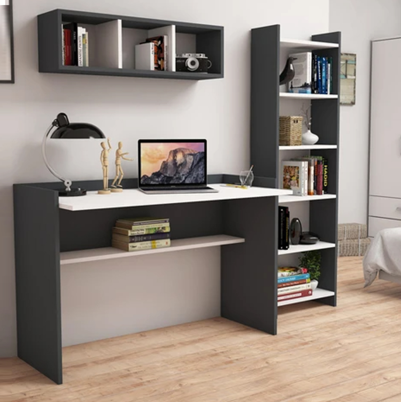 OFFICE COMPOSITION HM11776.13 3PCS MELAMINE IN GREY AND WHITE COLOR [2]