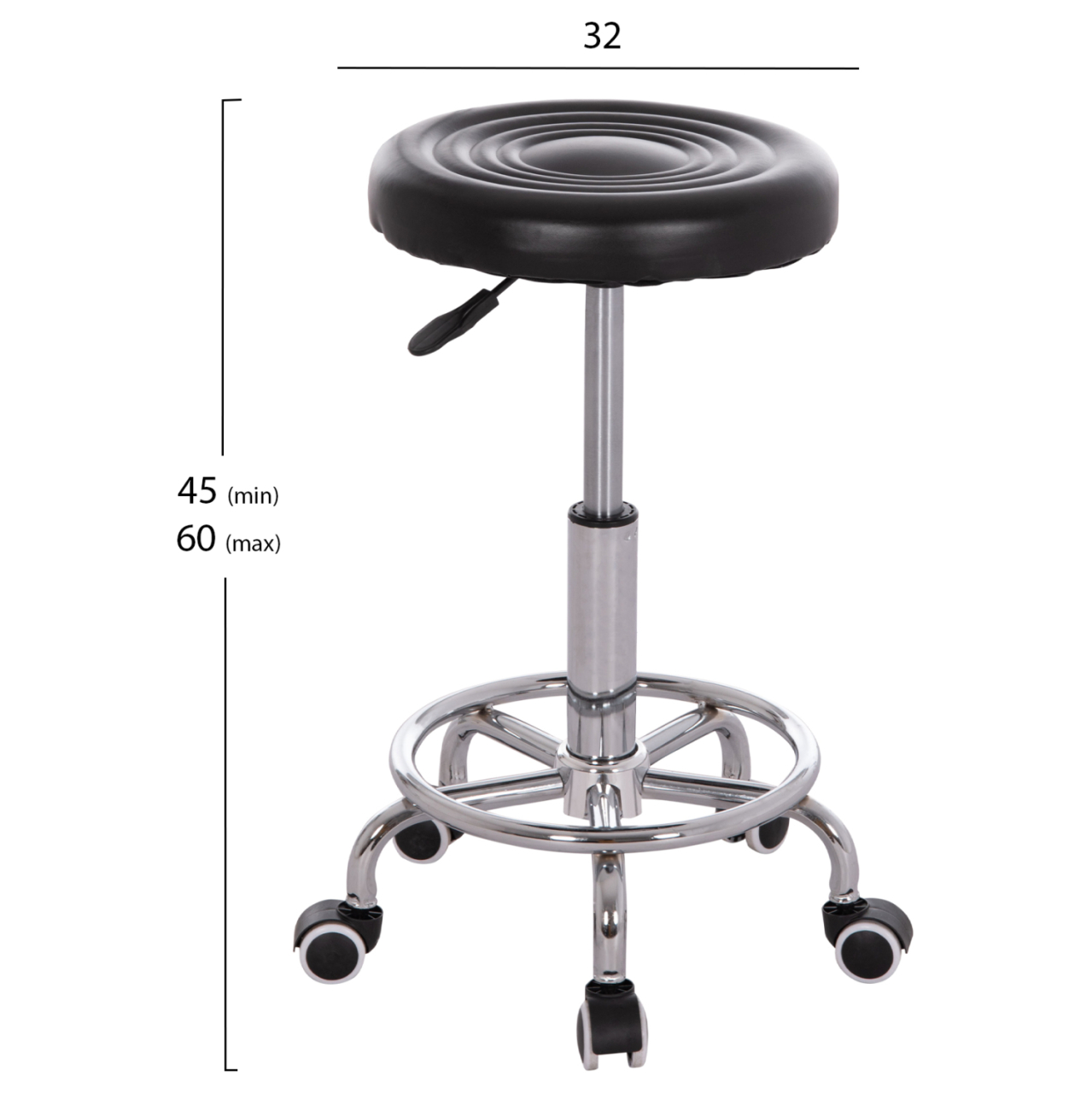 OFFICE DESIGNER'S SWIVEL STOOL IRIS HM212.21 BLACK PU Φ32x45-60Hcm. [2]