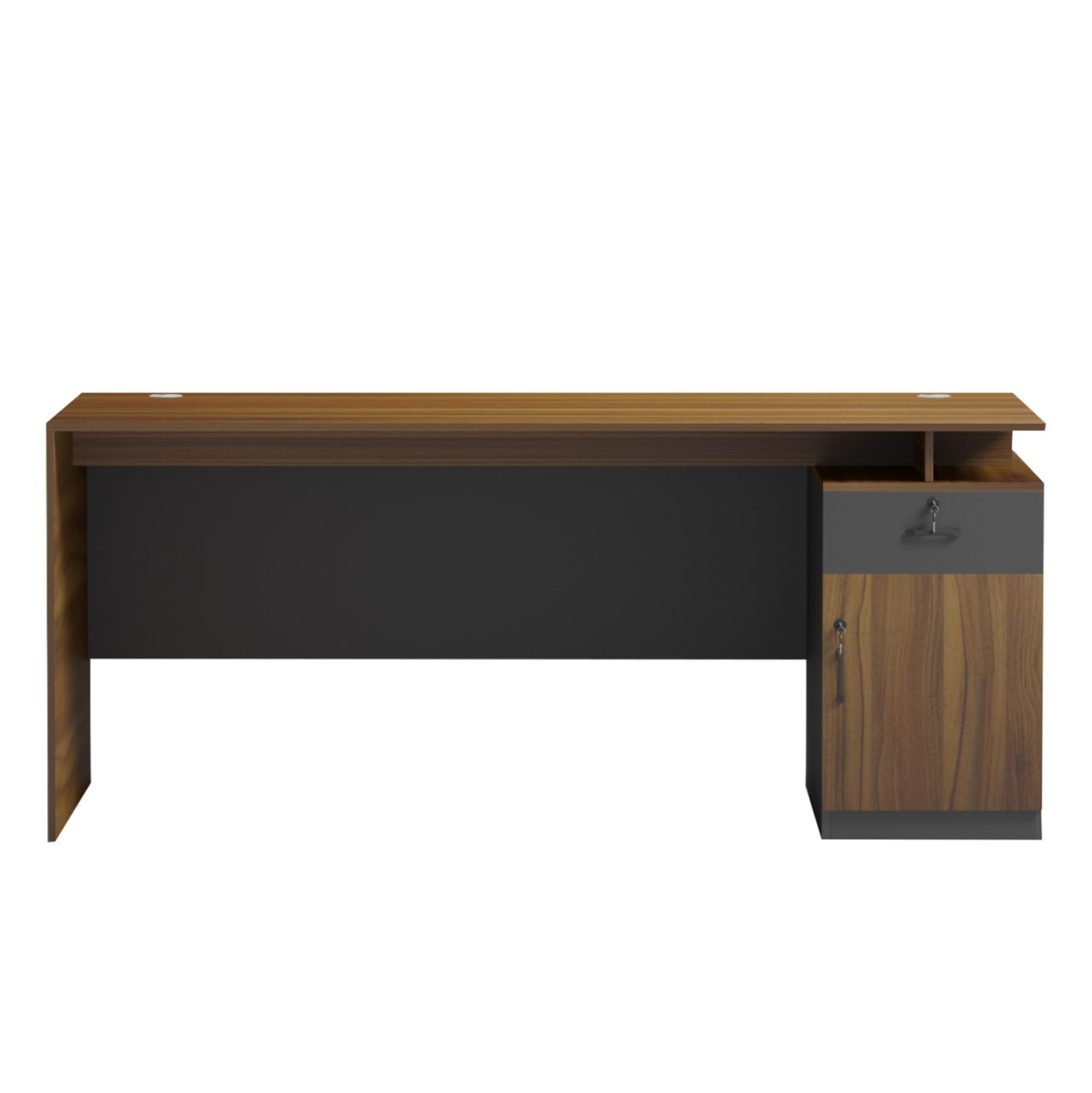 OFFICE DESK WITH RIGHT SIDE CABINET TACTIC HM18387.03 MELAMINE IN WALNUT/GREY 180x90x76Hcm [3]