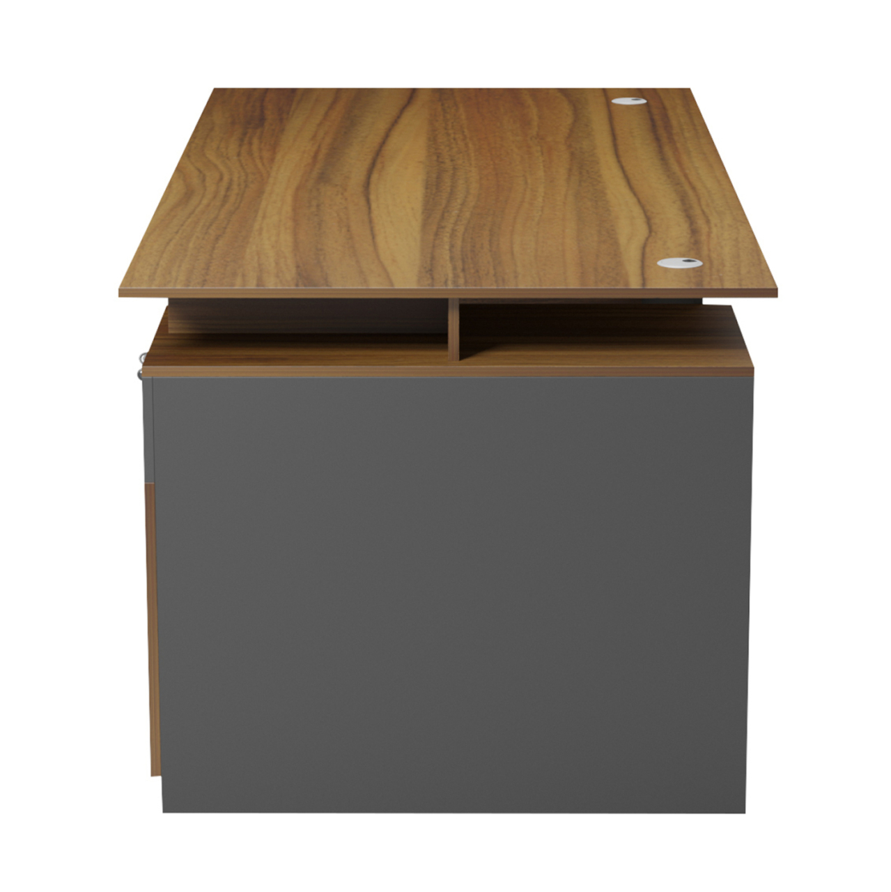 OFFICE DESK WITH RIGHT SIDE CABINET TACTIC HM18387.03 MELAMINE IN WALNUT/GREY 180x90x76Hcm [4]