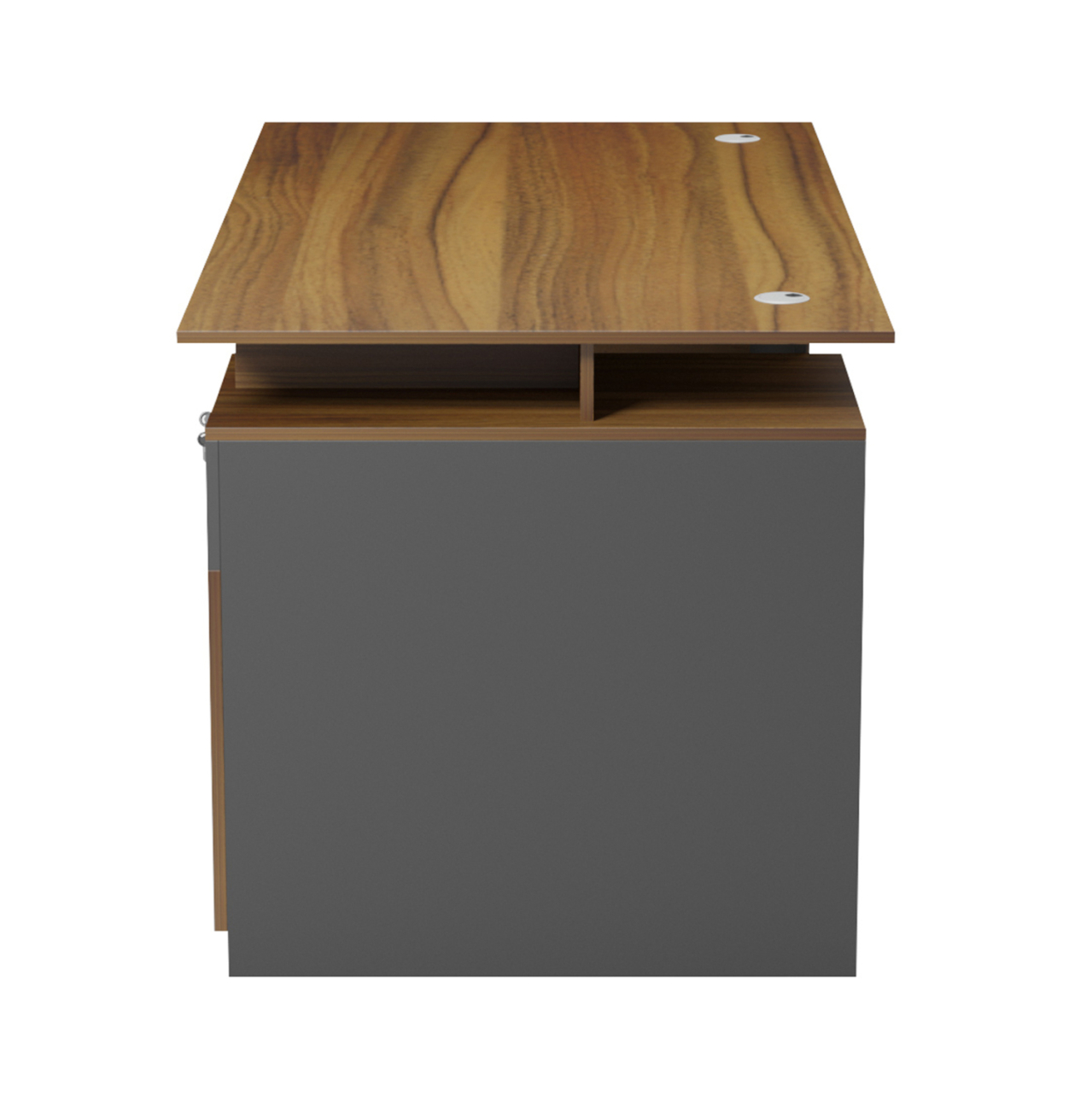 OFFICE DESK WITH RIGHT SIDE CABINET TACTIC HM18388.03 MELAMINE IN WALNUT/GREY 150x80x76Hcm [4]