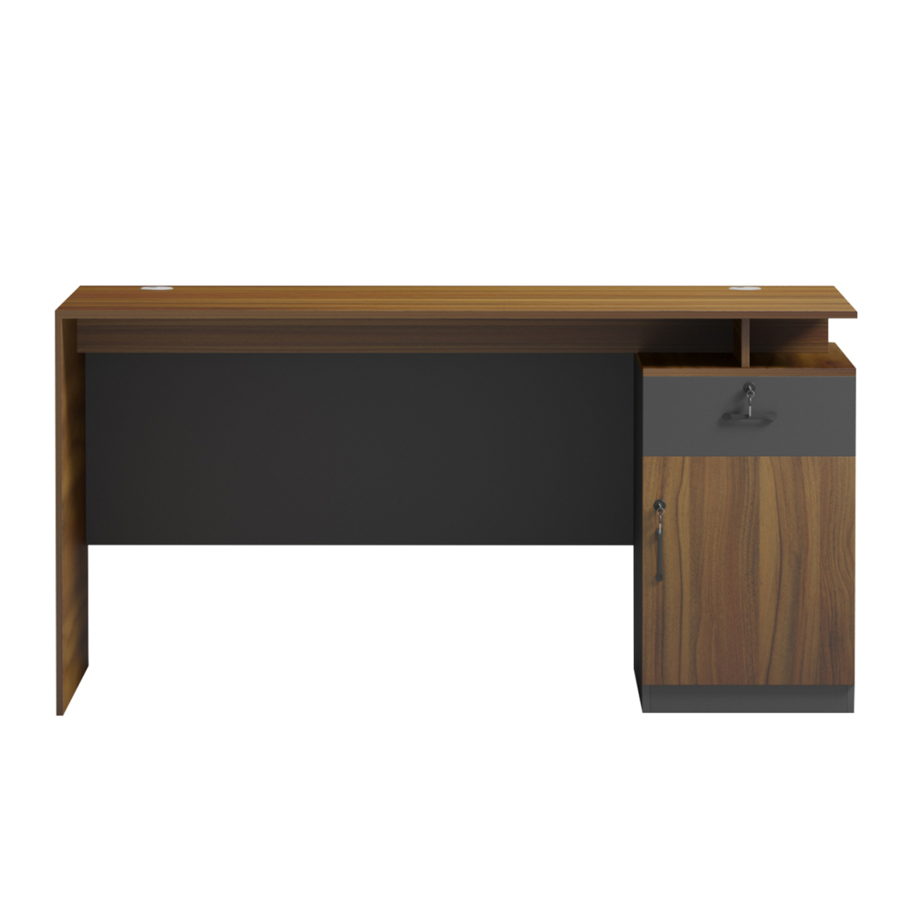 OFFICE DESK WITH RIGHT SIDE CABINET TACTIC HM18388.03 MELAMINE IN WALNUT/GREY 150x80x76Hcm [3]