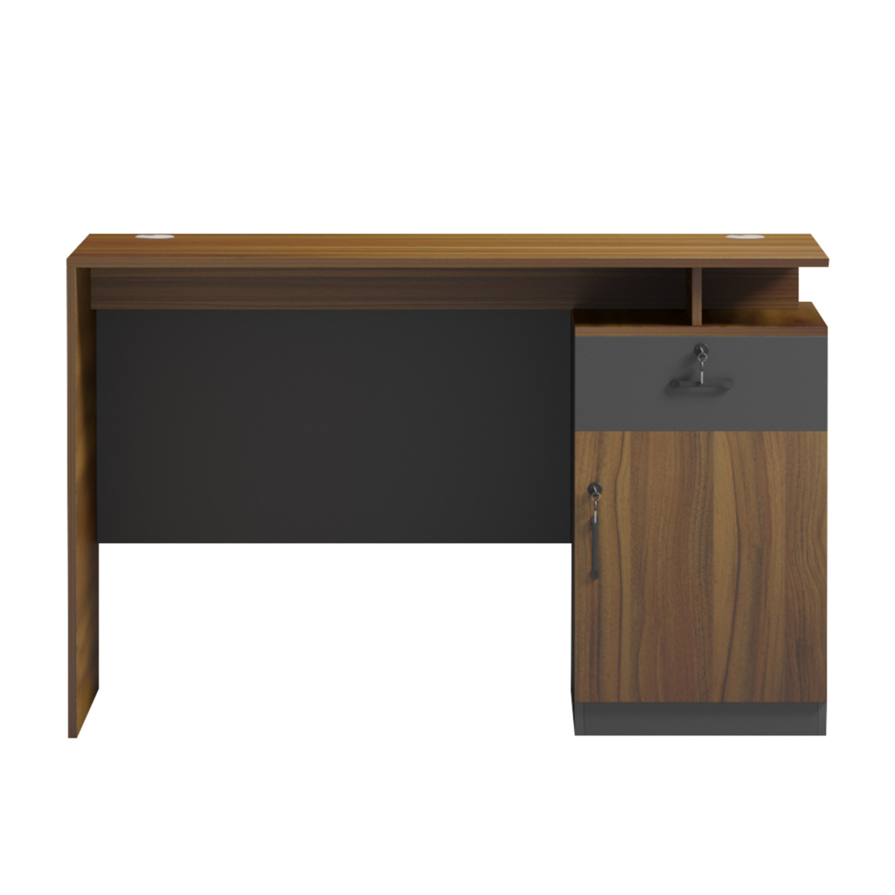 OFFICE DESK WITH RIGHT SIDE CABINET TACTIC HM18389.03 MELAMINE IN WALNUT/GREY 120x70x76Hcm [3]