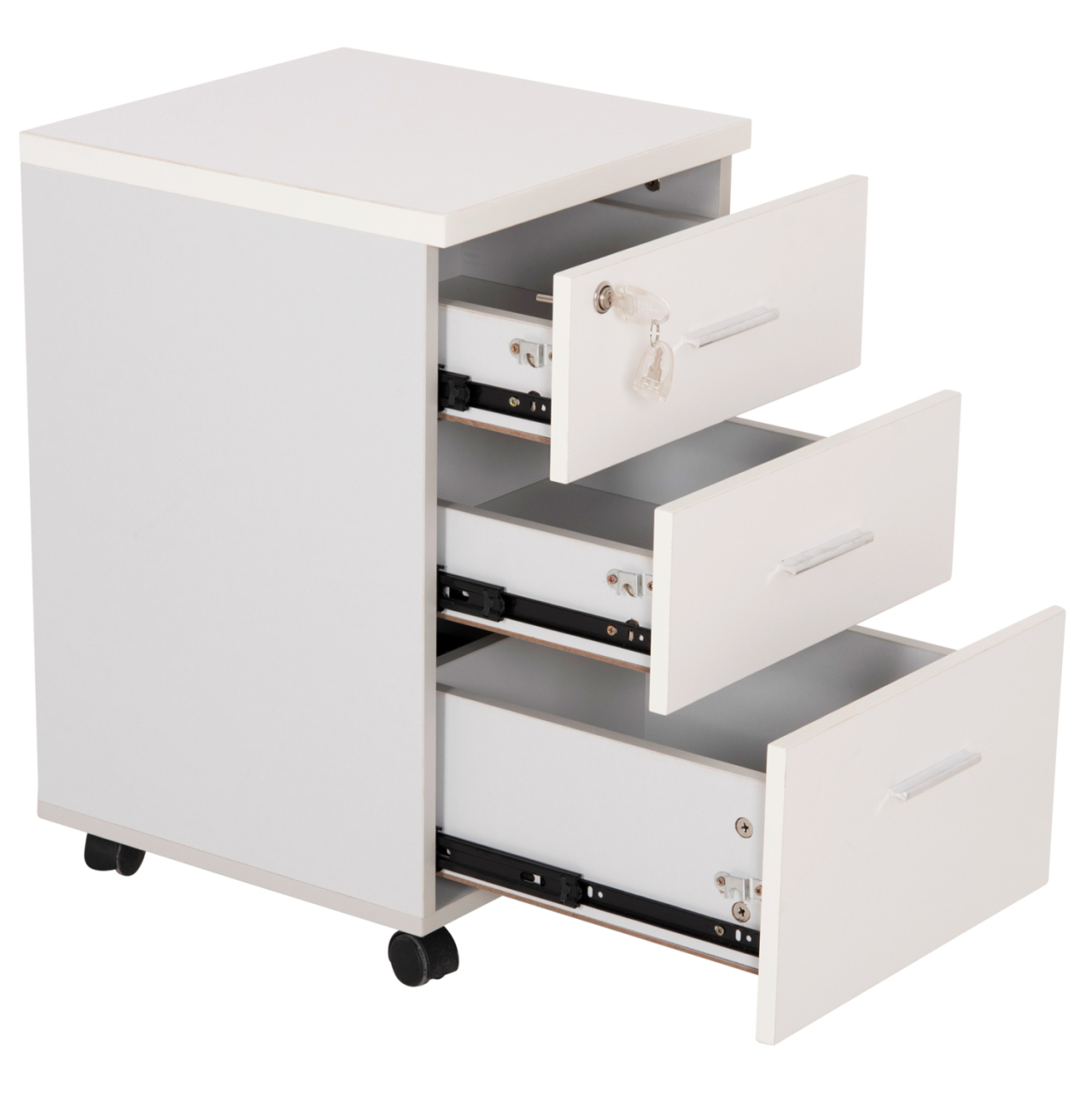 OFFICE DRAWERS WITH KEY LOCK VANCE HM2159 WHITE MELAMINE--WHEELS 39x40x60Hcm. [8]