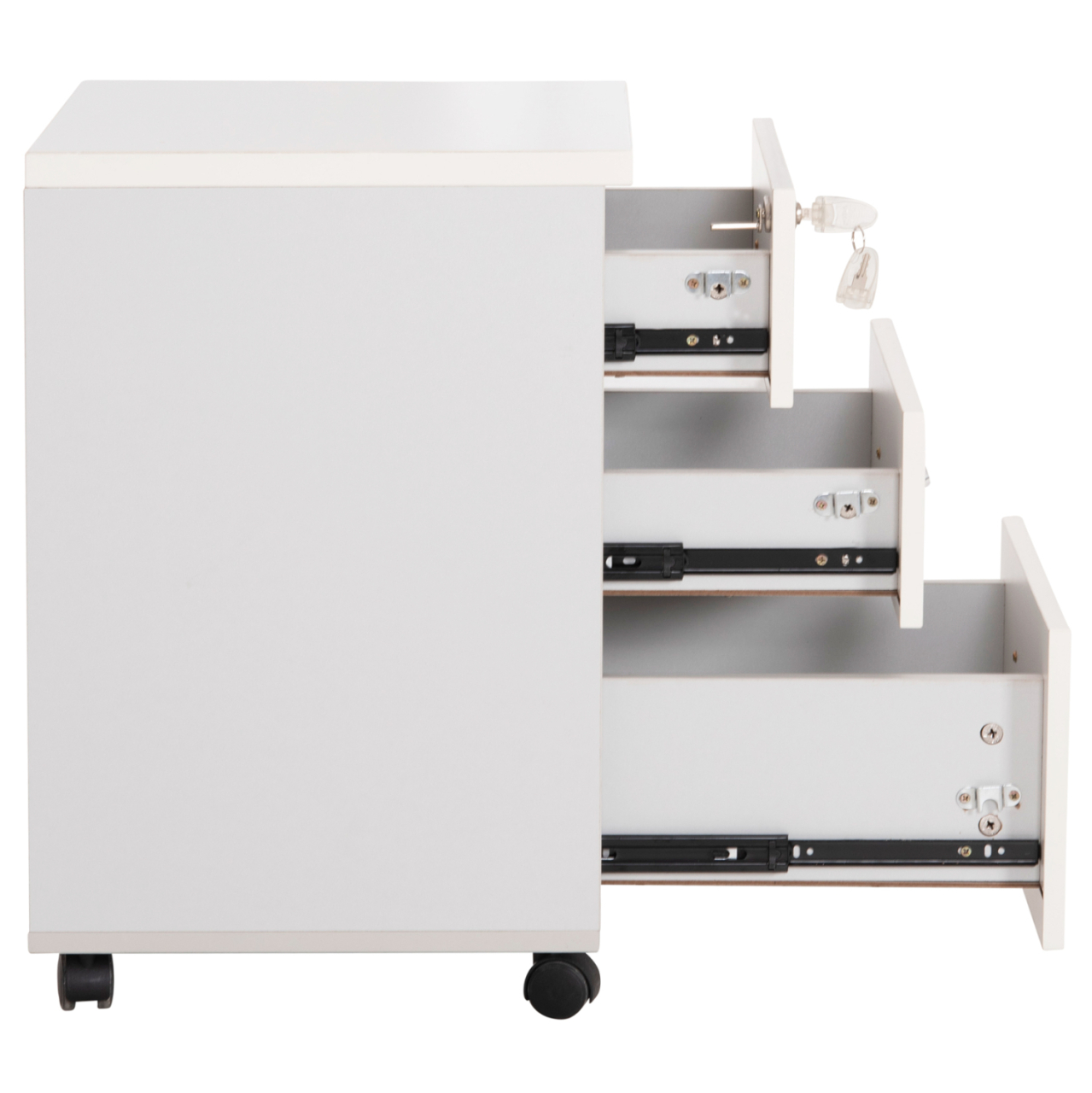OFFICE DRAWERS WITH KEY LOCK VANCE HM2159 WHITE MELAMINE--WHEELS 39x40x60Hcm. [4]