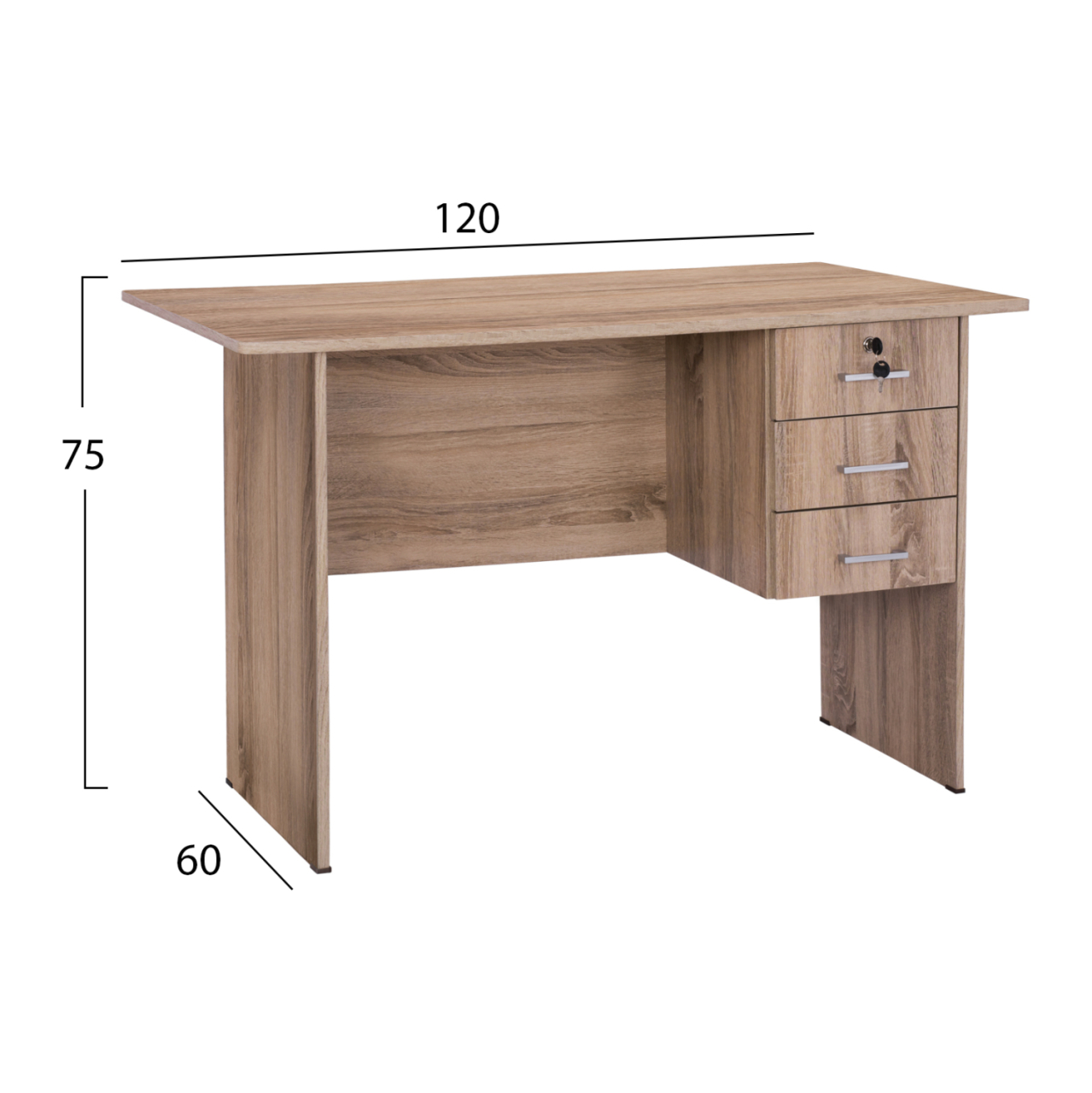 Office melamine with 3 drawers HM2268.02 grey color 120x60x75 cm [2]