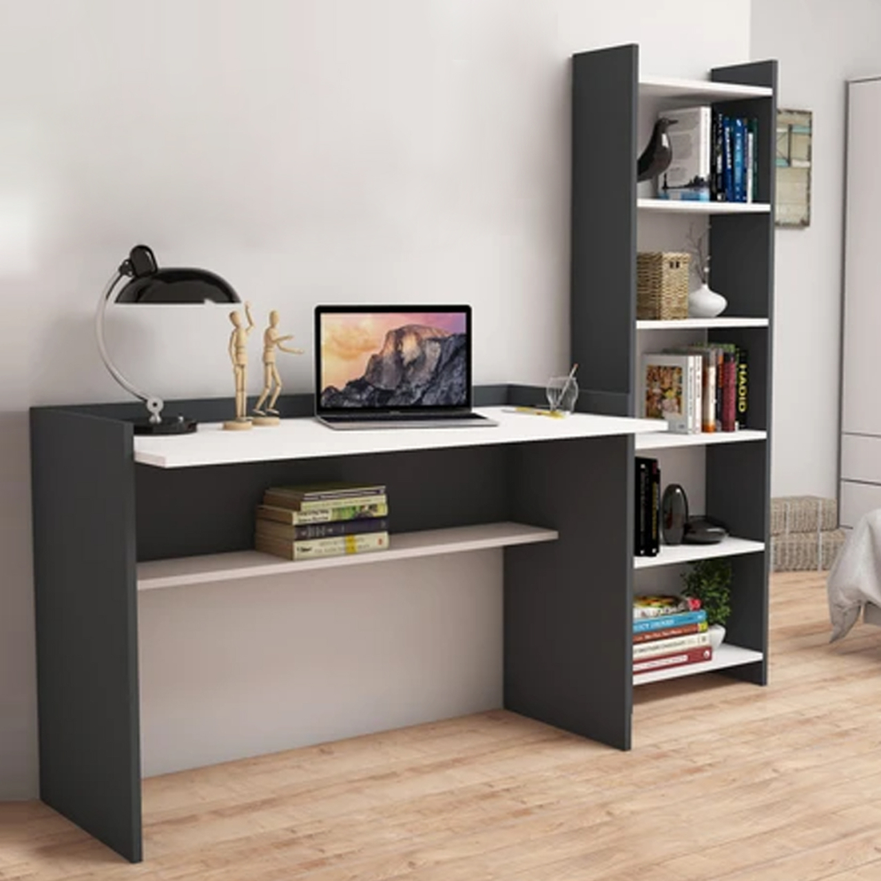 OFFICE SET 2PCS HM11774.13 MELAMINE IN GREY-WHITE [2]