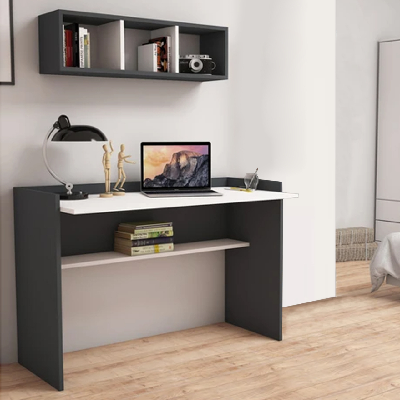 OFFICE SET 2PCS HM11775.13 MELAMINE IN GREY-WHITE [2]