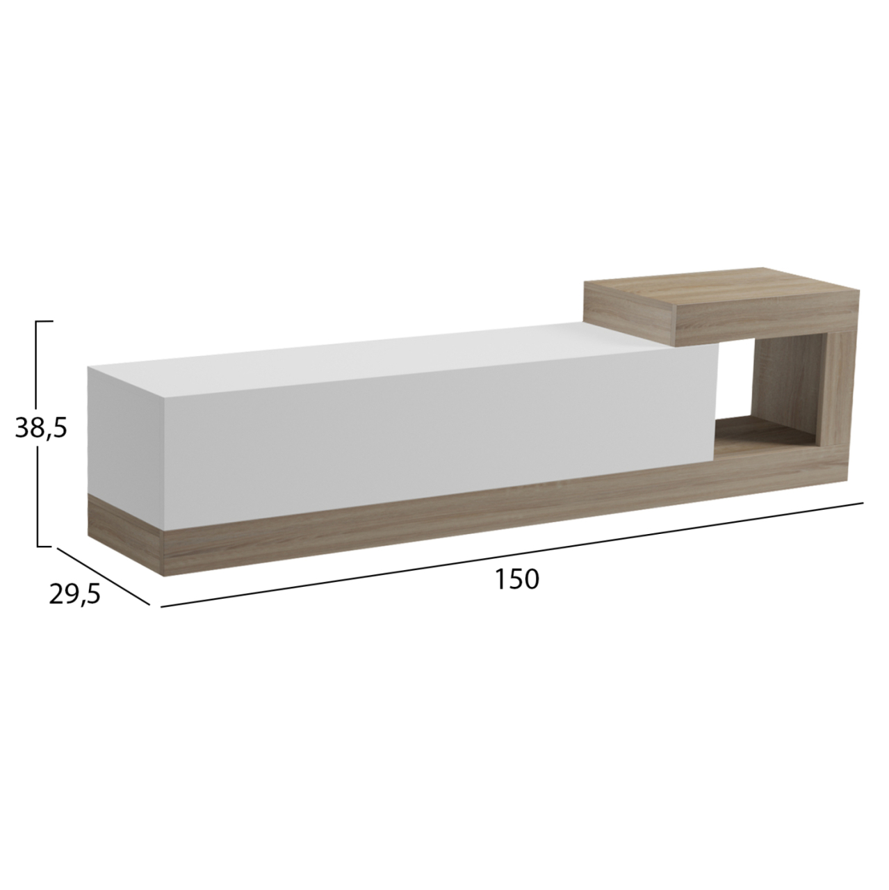 ON-WALL TV FURNITURE ESSENZA HM18372.11 MELAMINE SONAMA/WHITE 150x29.6x38.6Hcm. [2]