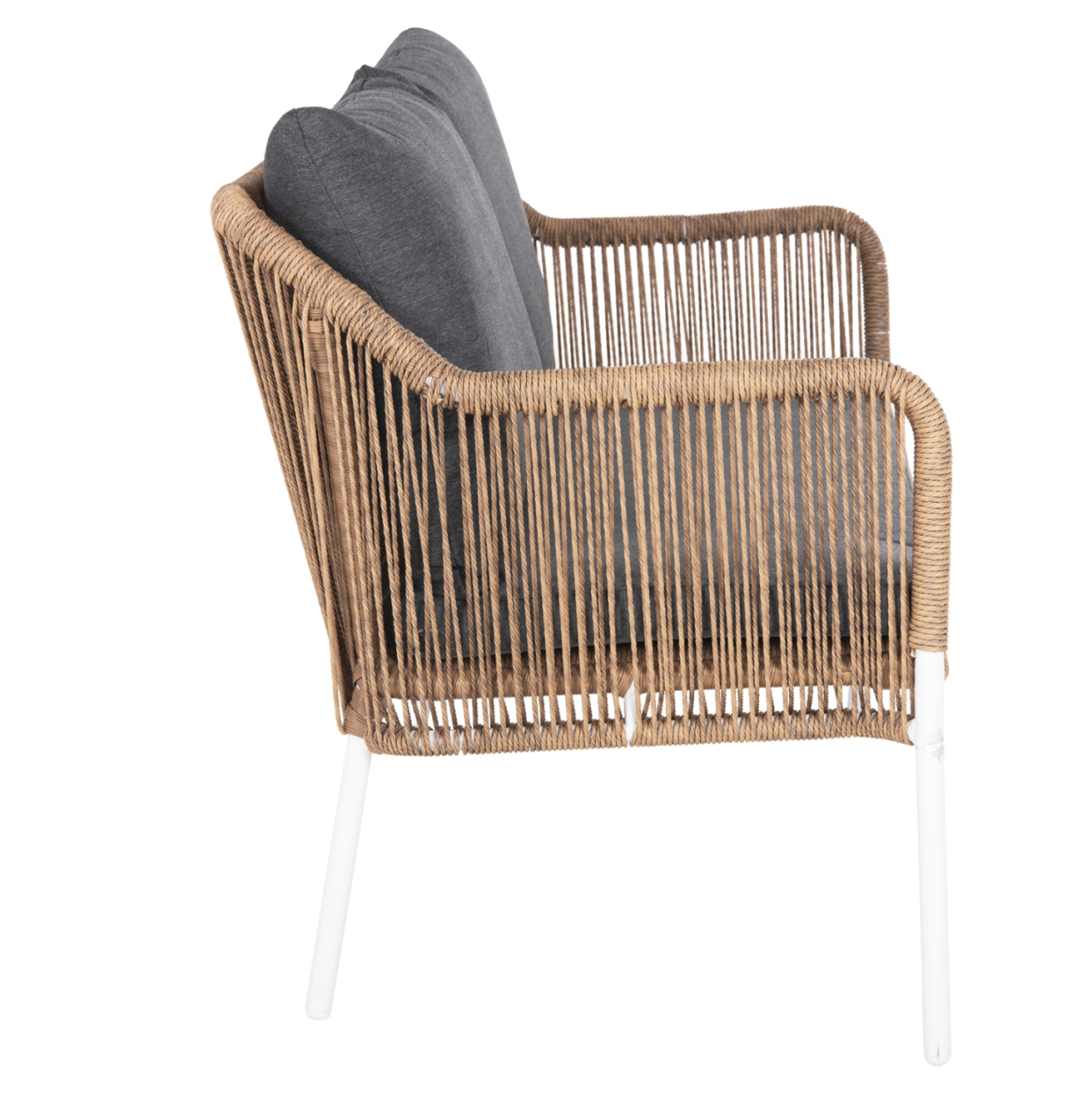 OUTDOOR 2-SEATER SOFA BAFFIN HM6054.01 ALUMINUM WHITE-PE RATTAN BEIGE-ANTHRACITE CUSHIONS [4]