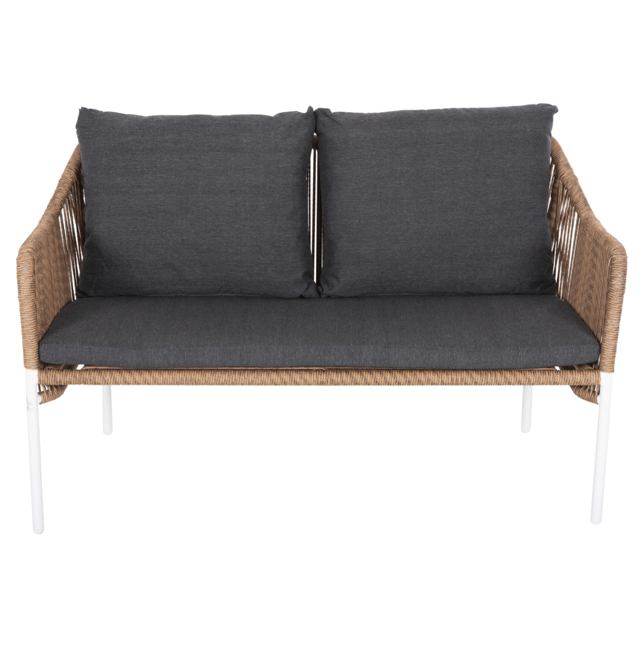 OUTDOOR 2-SEATER SOFA BAFFIN HM6054.01 ALUMINUM WHITE-PE RATTAN BEIGE-ANTHRACITE CUSHIONS [3]