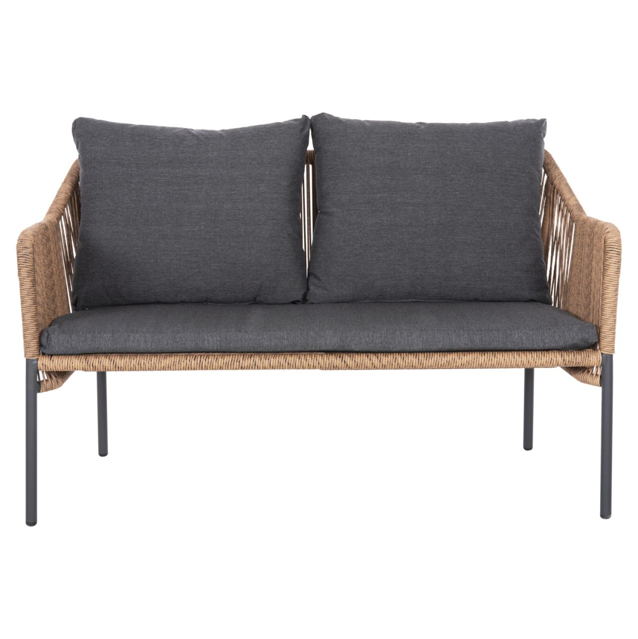 OUTDOOR 2-SEATER SOFA BAFFIN HM6054.03 ALUMINUM ANTHRACITE-PE RATTAN BEIGE-ANTHRACITE CUSHIONS [3]