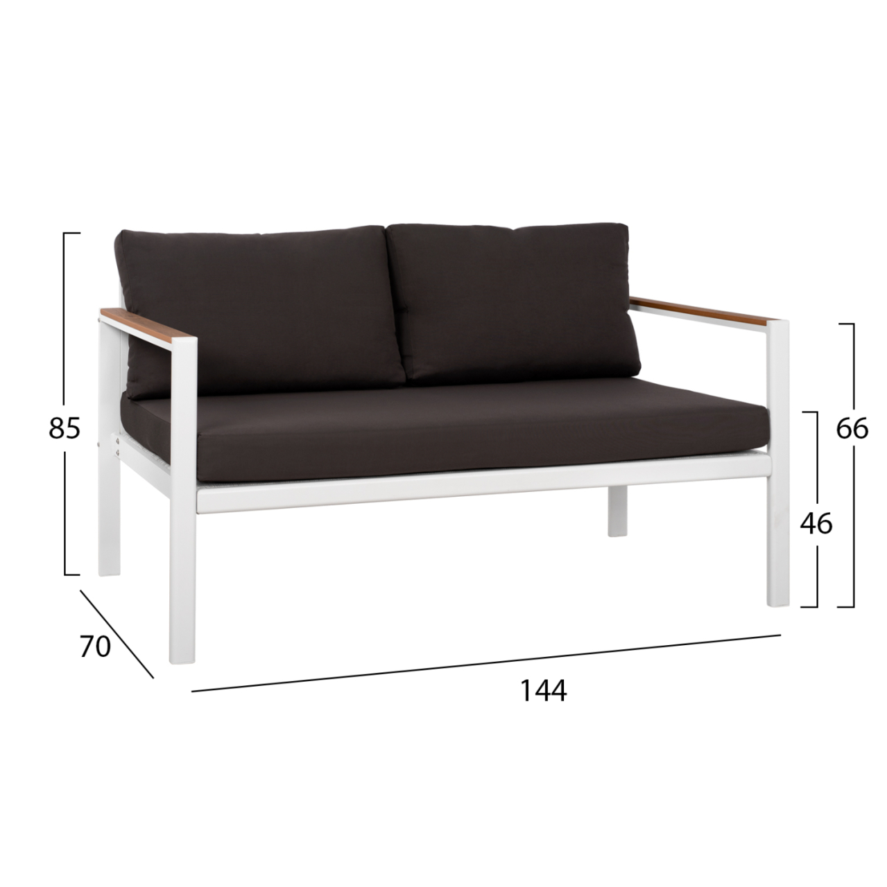 OUTDOOR 2-SEATER SOFA SAFIYA HM5523.01 ALUMINUM IN WHITE-ANTHRACITE CUSHIONS 144x70x85Hcm. [2]