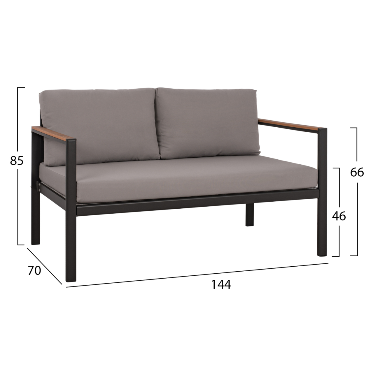 OUTDOOR 2-SEATER SOFA SAFIYA HM5523.02 ALUMINUM IN ANTHRACITE--GREY CUSHIONS 144x70x85Hcm. [2]