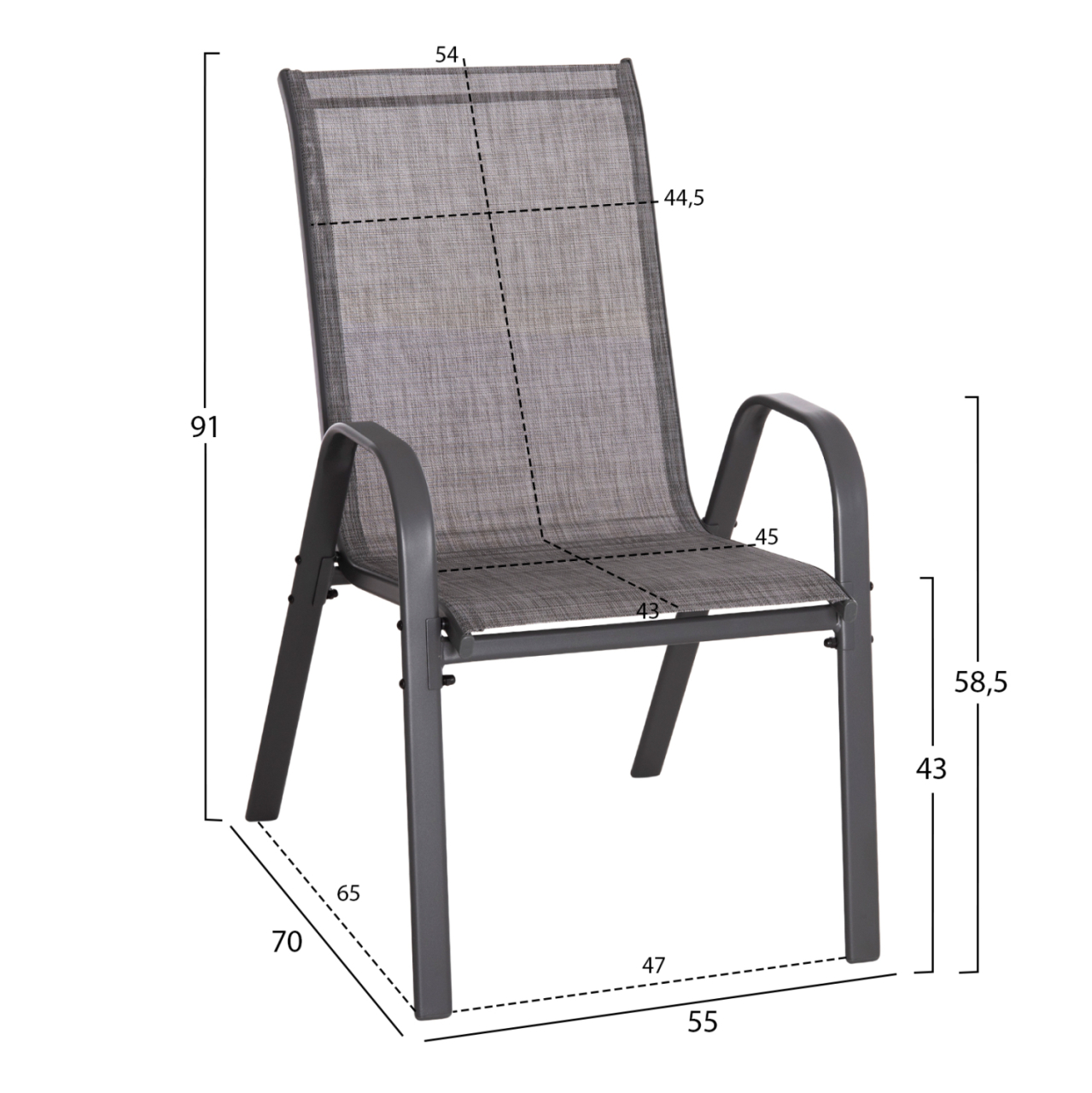 OUTDOOR 5PCS DINING SET LEOFER HM21004 METAL TABLE-4 METAL ARMCHAIRS-GREY [3]