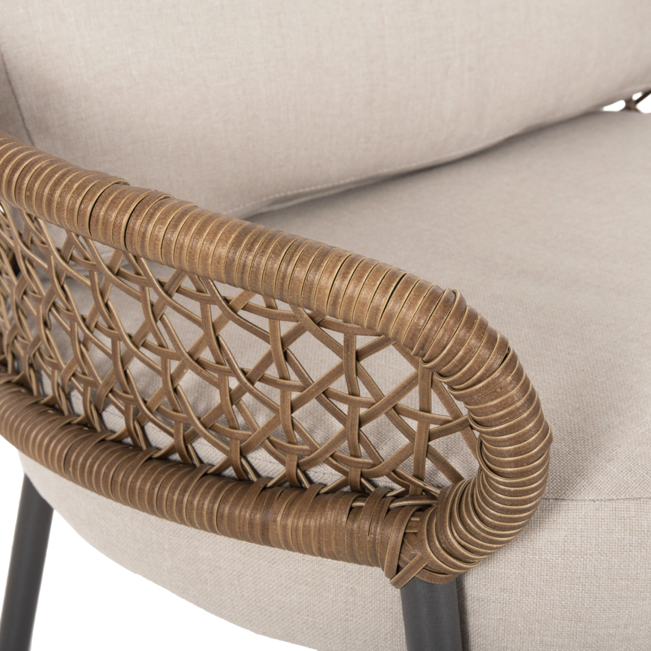 OUTDOOR 5PCS LOUNGE SET BREY HM6079 ANTHRACITE ALUMINUM-KHAKI PE RATTAN-BEIGE CUSHIONS [8]