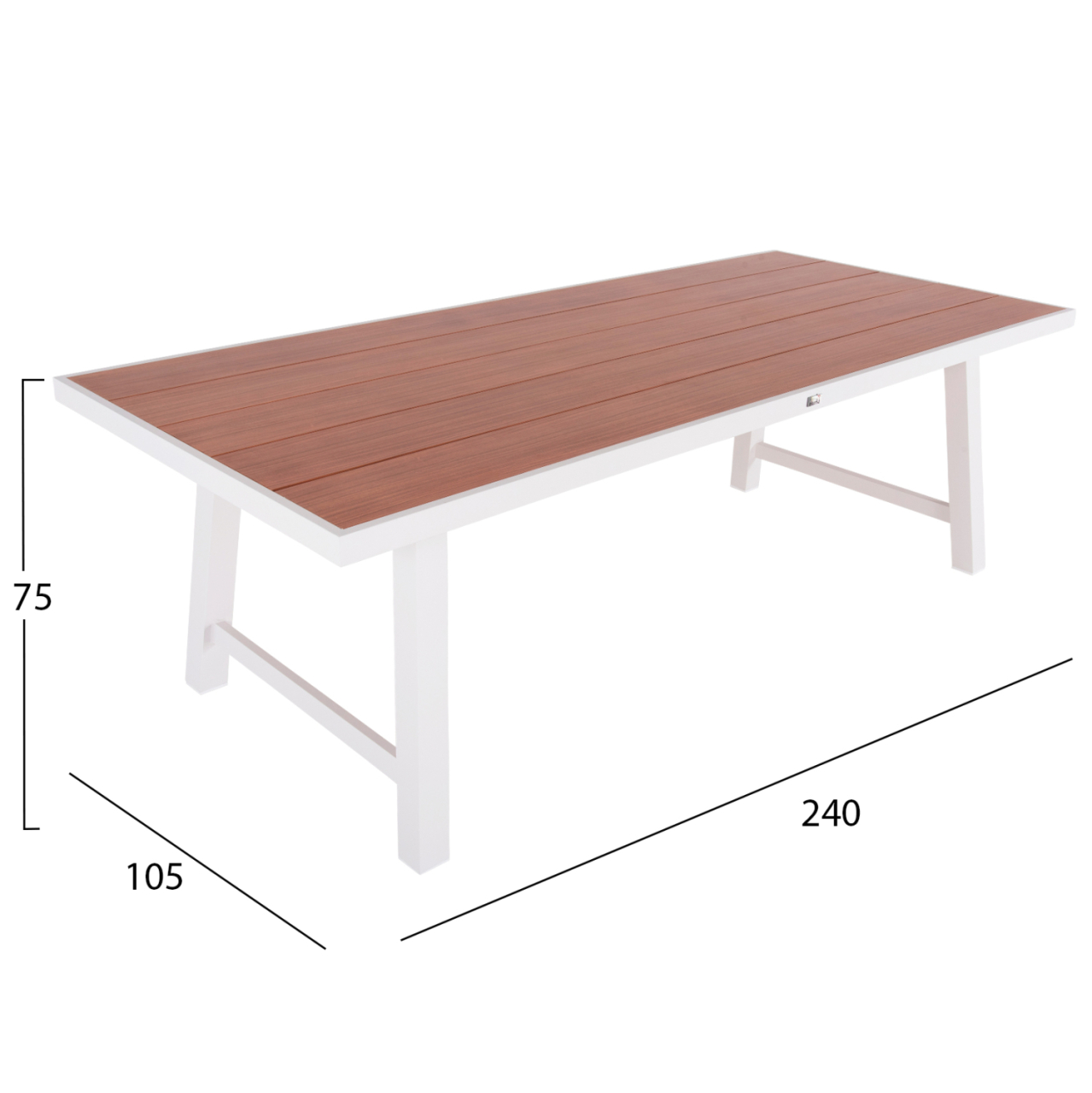 OUTDOOR ALUMINUM TABLE GOBAR HM6060.01 WHITE WITH WOOD-LIKE TABLETOP 240Χ105Χ75Hcm. [2]