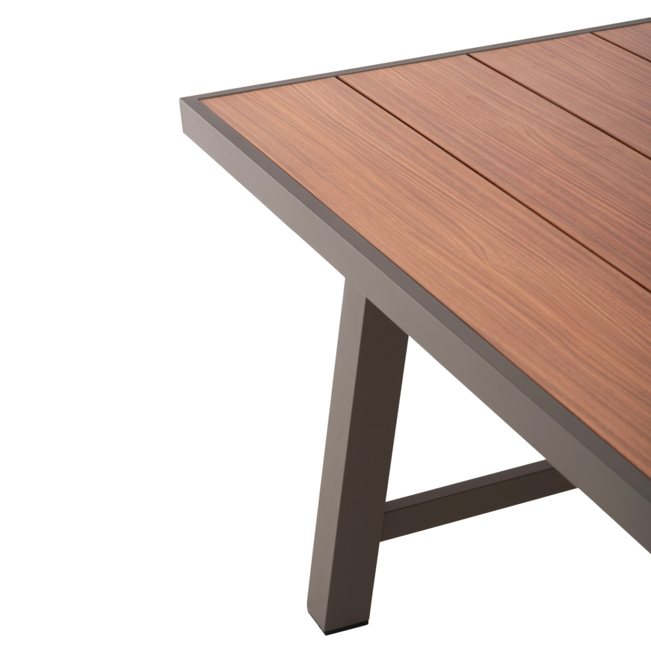 OUTDOOR ALUMINUM TABLE GOBAR HM6060.04 CHAMPAGNE WITH WOOD-LIKE TABLETOP 240Χ105Χ75Hcm. [6]
