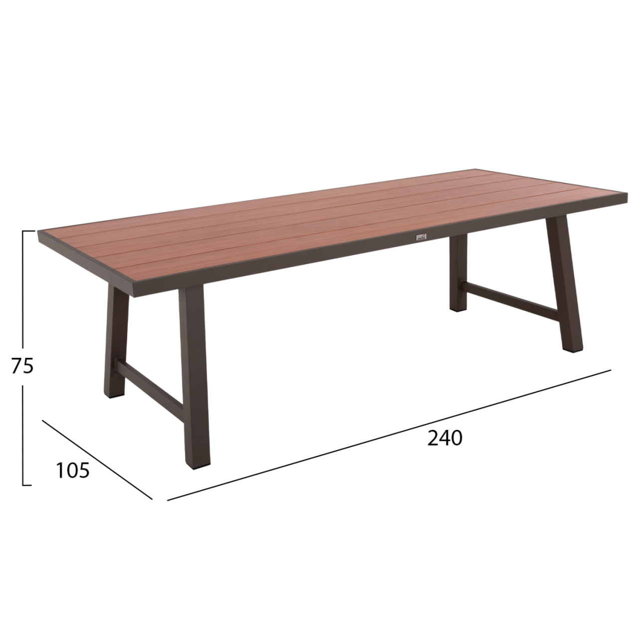 OUTDOOR ALUMINUM TABLE GOBAR HM6060.04 CHAMPAGNE WITH WOOD-LIKE TABLETOP 240Χ105Χ75Hcm. [2]