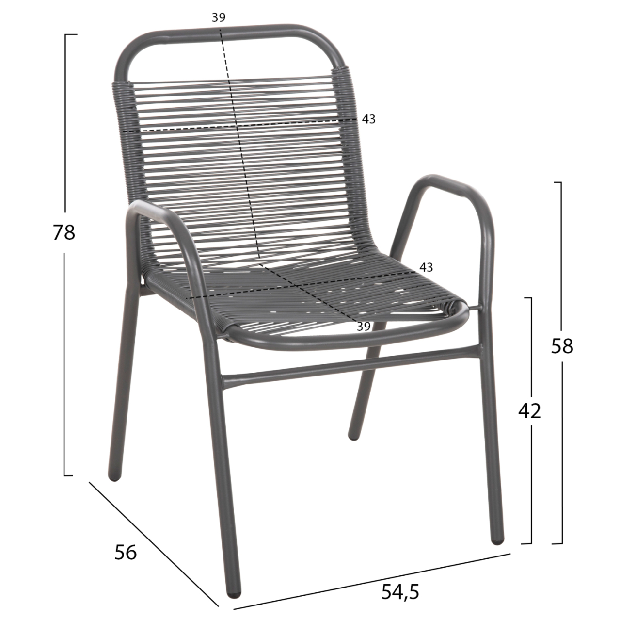 OUTDOOR ARMCHAIR AVRIL HM5968.01 METAL AND SYNTHETIC RATTAN IN GREY COLOR 54.5x56x78H [2]