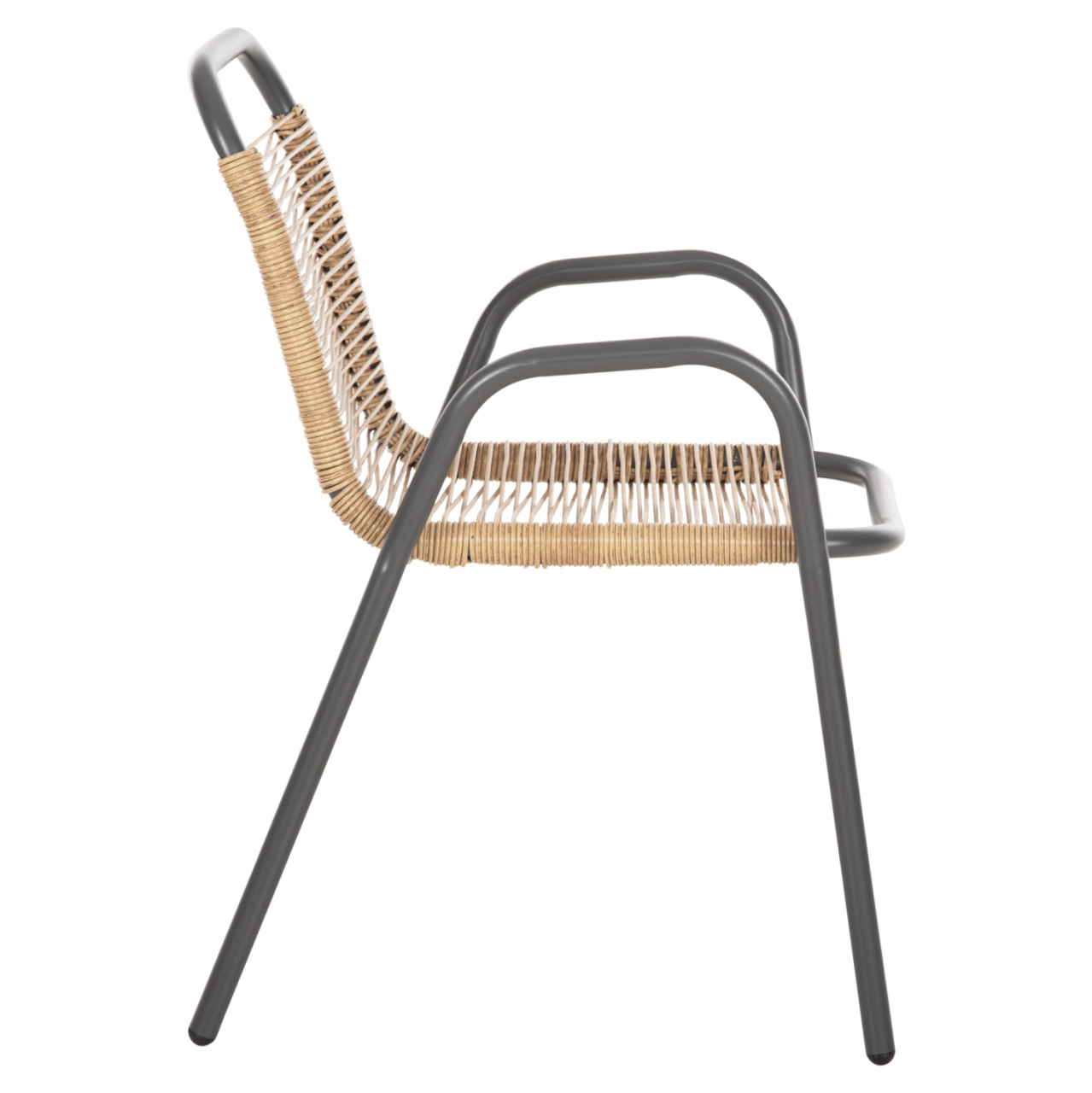 OUTDOOR ARMCHAIR AVRIL HM5968.02 METAL IN GREY-SYNTHETIC RATTAN IN NATURAL 54.5x56x78H [4]