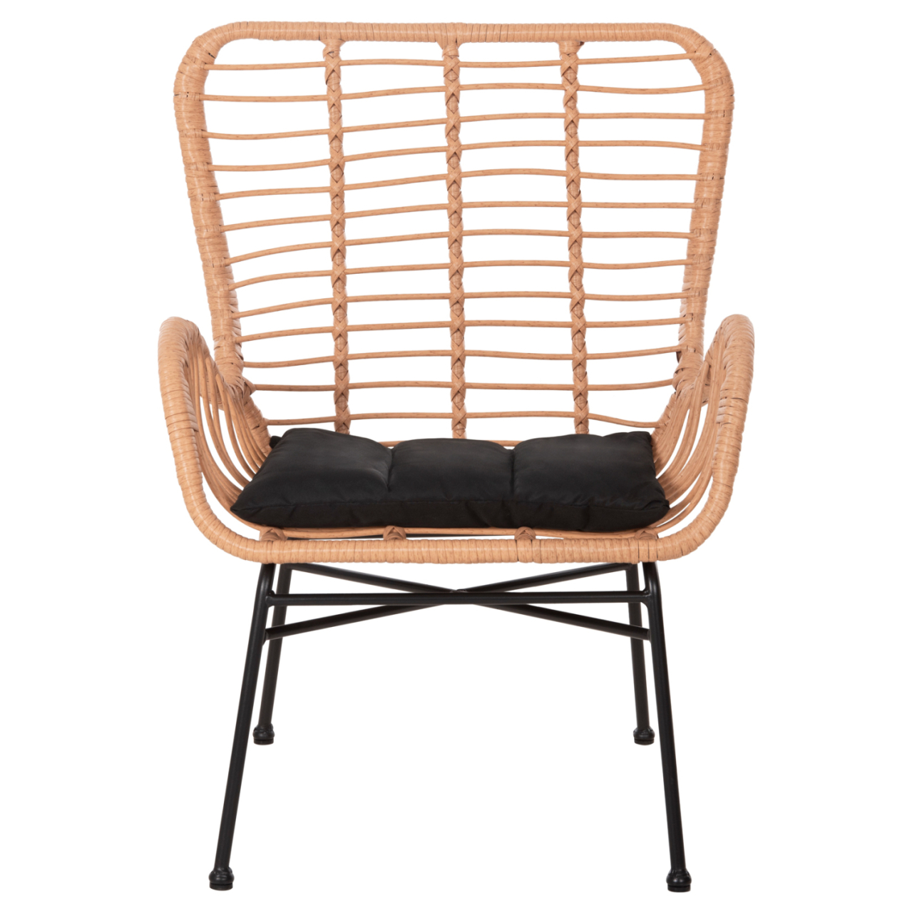 OUTDOOR ARMCHAIR BERGERE STYLE ALLEGRA HM5704.11 P.E.RATTAN BEIGE-BLACK METAL FRAME 66x59x90Hcm. [3]
