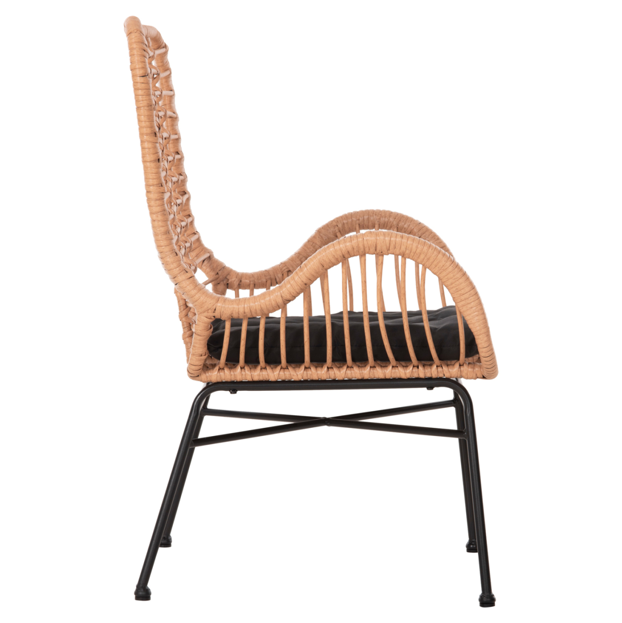 OUTDOOR ARMCHAIR BERGERE STYLE ALLEGRA HM5704.11 P.E.RATTAN BEIGE-BLACK METAL FRAME 66x59x90Hcm. [4]