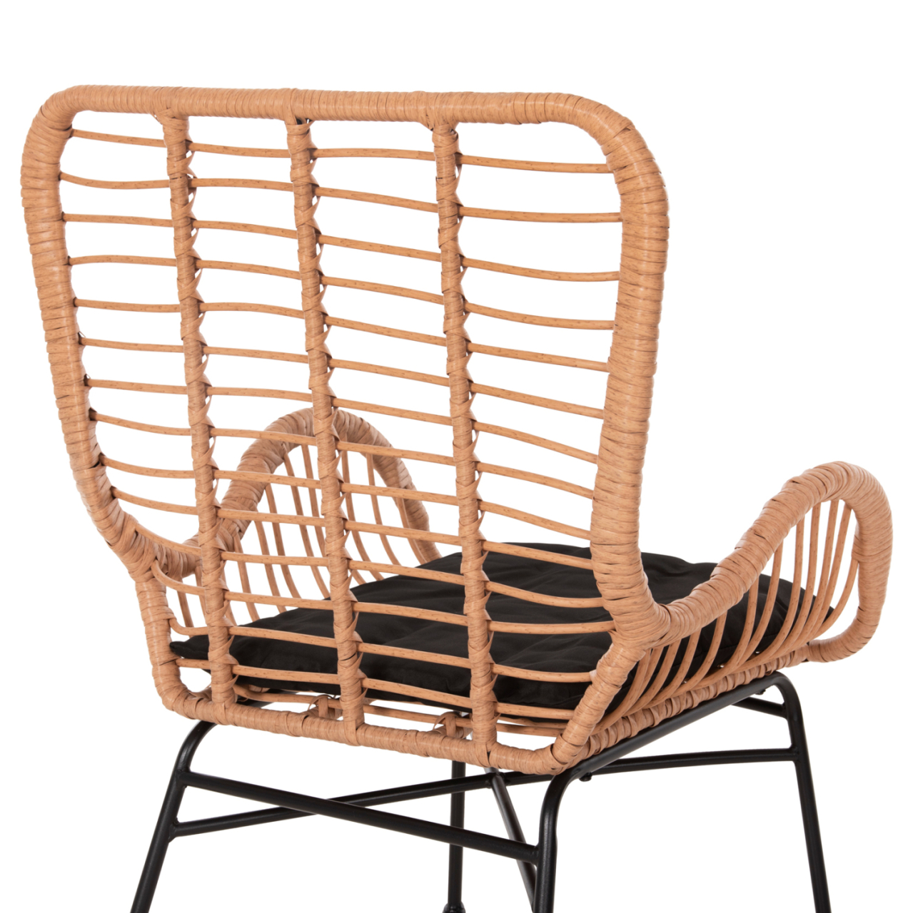 OUTDOOR ARMCHAIR BERGERE STYLE ALLEGRA HM5704.11 P.E.RATTAN BEIGE-BLACK METAL FRAME 66x59x90Hcm. [9]