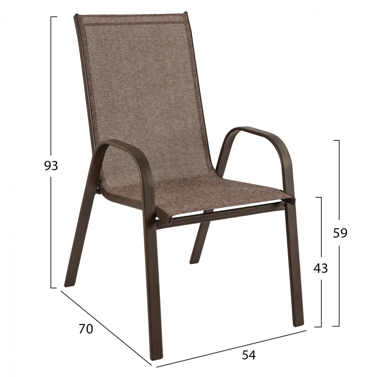 OUTDOOR ARMCHAIR LEON HM5000.02 BROWN METAL FRAME-BROWN TEXTILENE 54x70x93Hcm. [2]