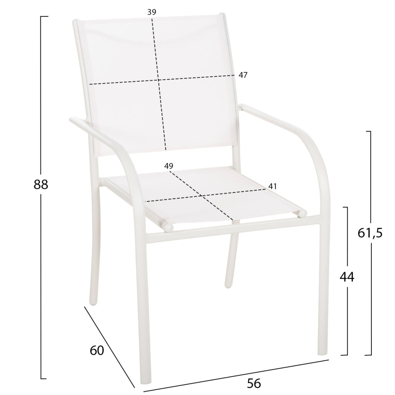 OUTDOOR ARMCHAIR REDAN HM5976.02 WHITE METAL-WHITE TEXTILENE 56x60x88Hcm. [2]