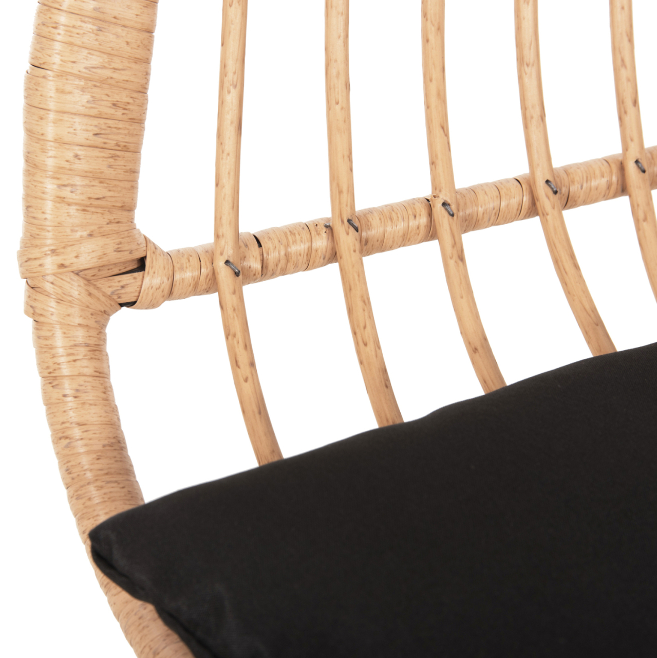 OUTDOOR BENCH WITH ARMS ALLEGRA HM6077 BLACK METAL-P.E. RATTAN IN BEIGE 120x62x80Hcm. [9]