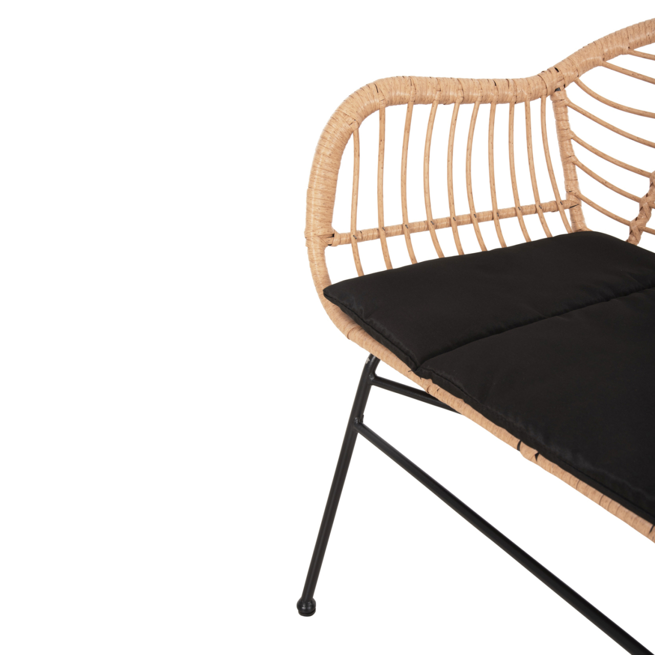 OUTDOOR BENCH WITH ARMS ALLEGRA HM6077 BLACK METAL-P.E. RATTAN IN BEIGE 120x62x80Hcm. [8]