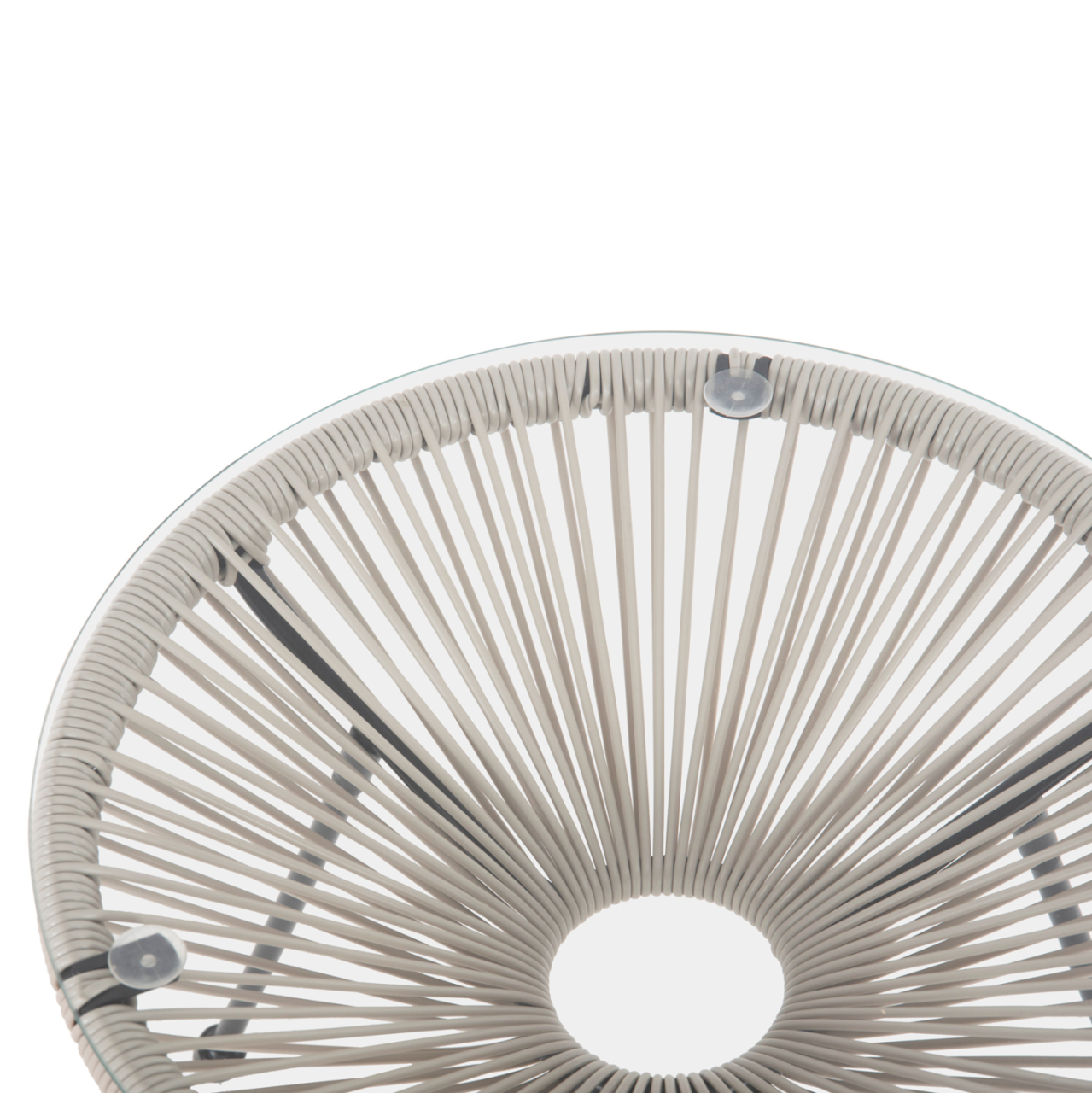 OUTDOOR COFFEE TABLE ALLEGRA HM5874.03 METAL IN BLACK- SYNTHETIC RATTAN IN BEIGE Φ47x45Hcm. [4]