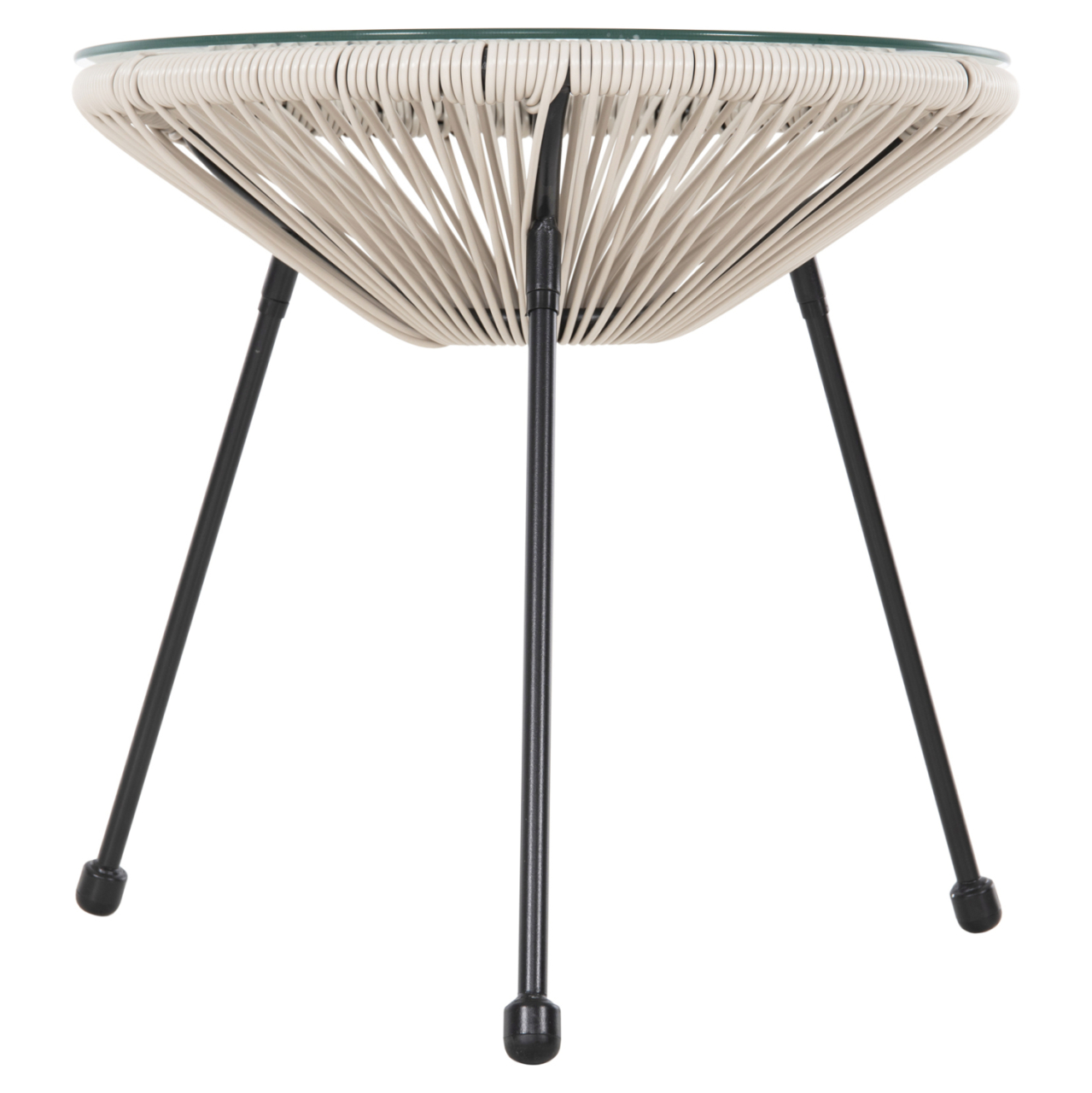 OUTDOOR COFFEE TABLE ALLEGRA HM5874.03 METAL IN BLACK- SYNTHETIC RATTAN IN BEIGE Φ47x45Hcm. [3]