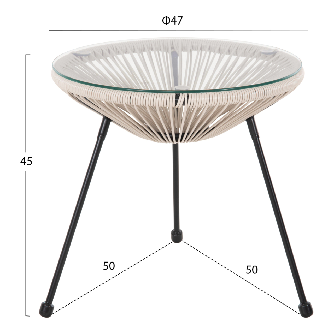 OUTDOOR COFFEE TABLE ALLEGRA HM5874.03 METAL IN BLACK- SYNTHETIC RATTAN IN BEIGE Φ47x45Hcm. [2]