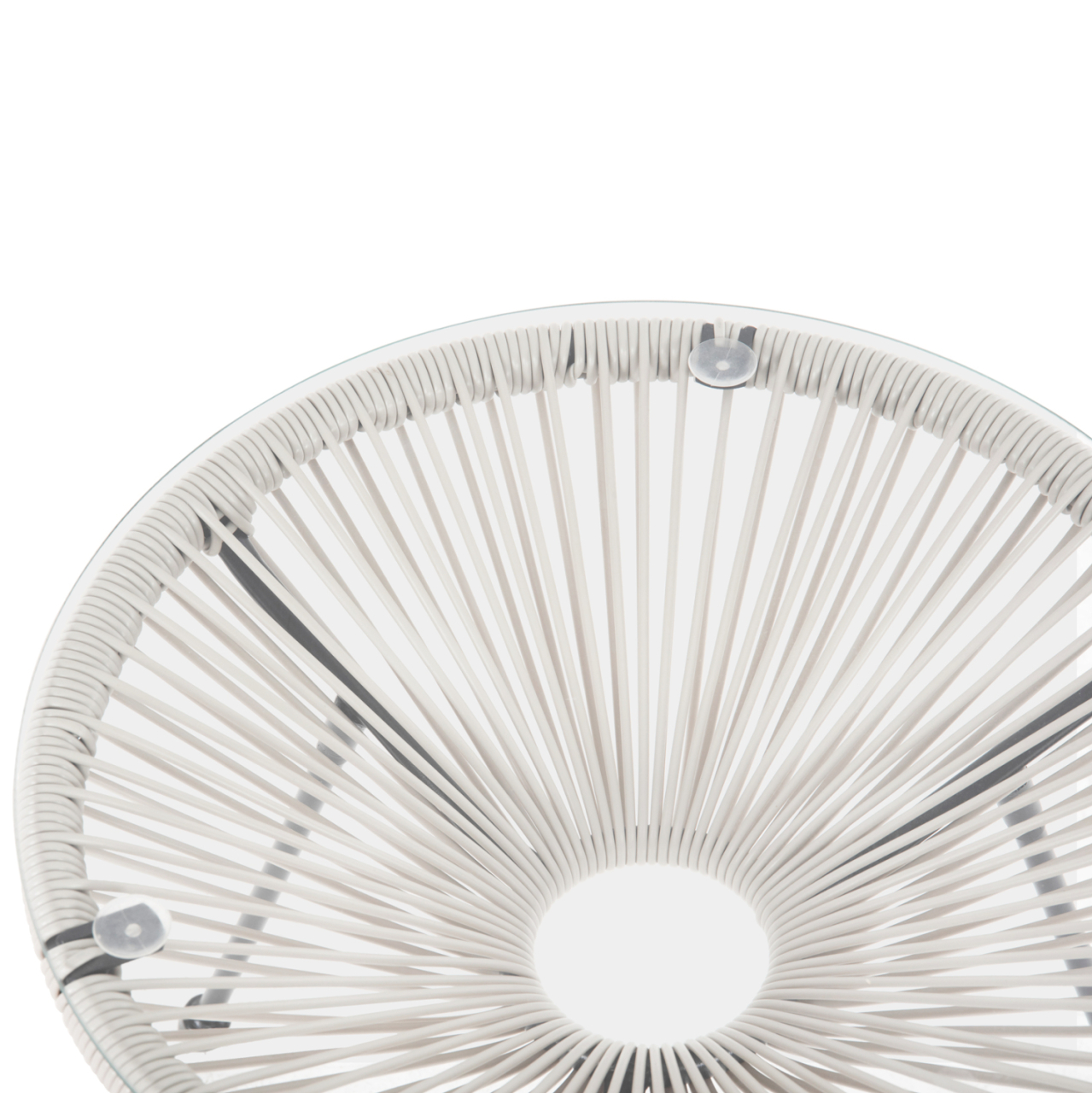 OUTDOOR COFFEE TABLE ALLEGRA HM5874.12 METAL IN BLACK- SYNTHETIC RATTAN IN WHITE Φ47x45Hcm. [4]