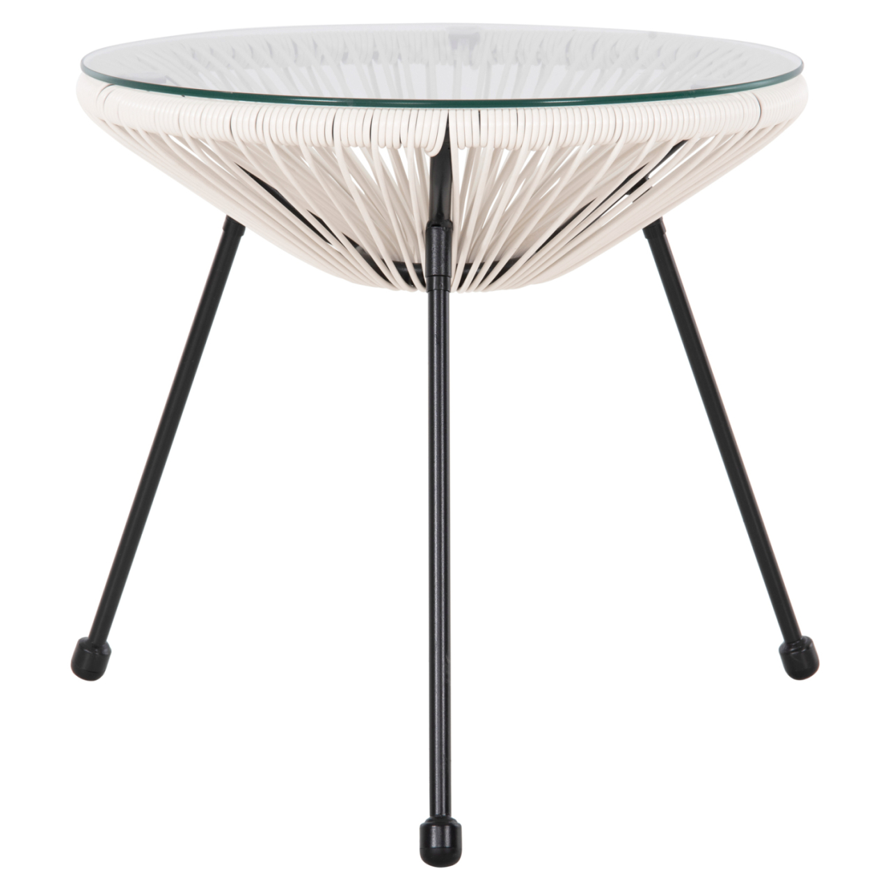 OUTDOOR COFFEE TABLE ALLEGRA HM5874.12 METAL IN BLACK- SYNTHETIC RATTAN IN WHITE Φ47x45Hcm. [3]