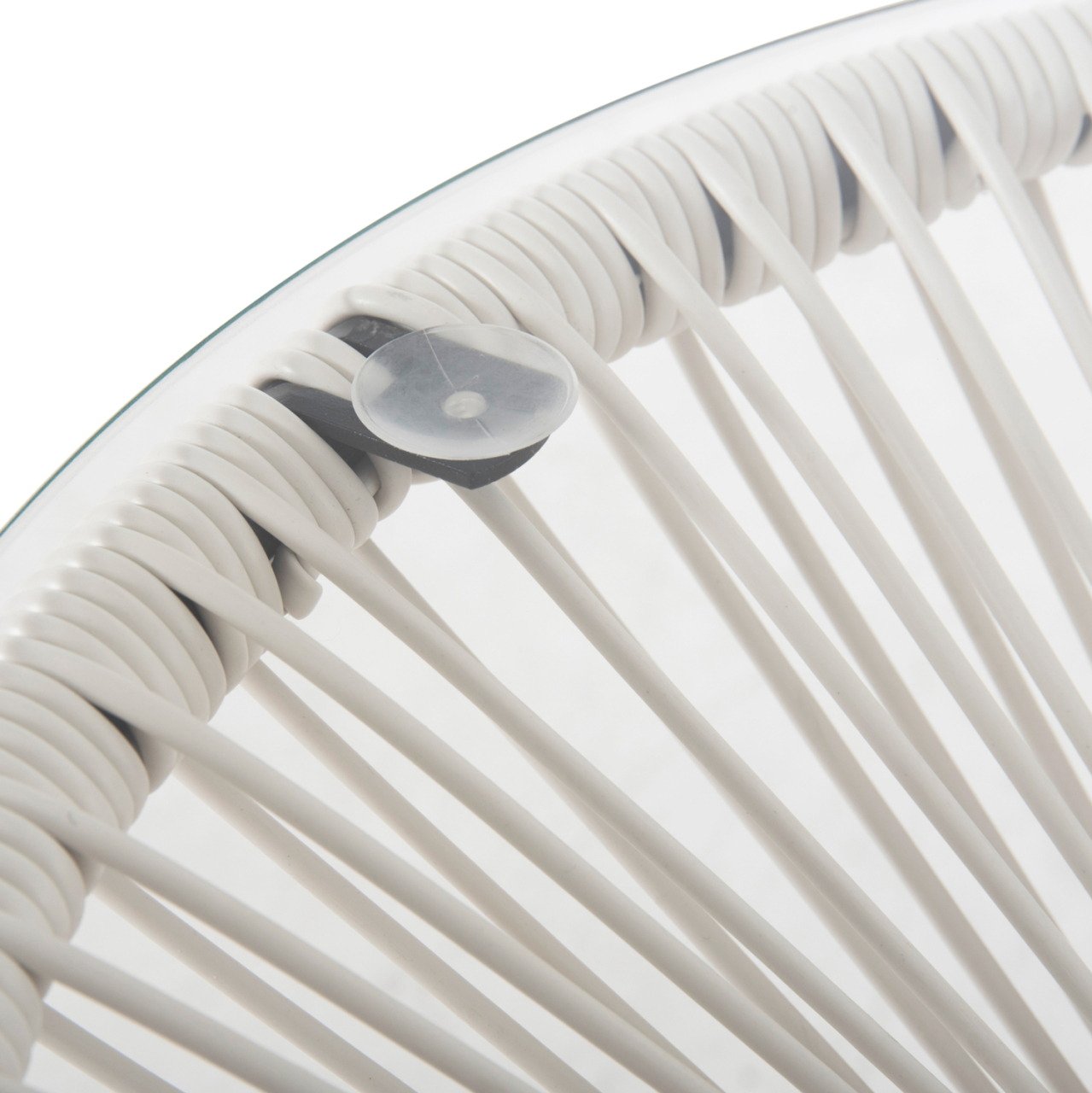 OUTDOOR COFFEE TABLE ALLEGRA HM5874.12 METAL IN BLACK- SYNTHETIC RATTAN IN WHITE Φ47x45Hcm. [6]