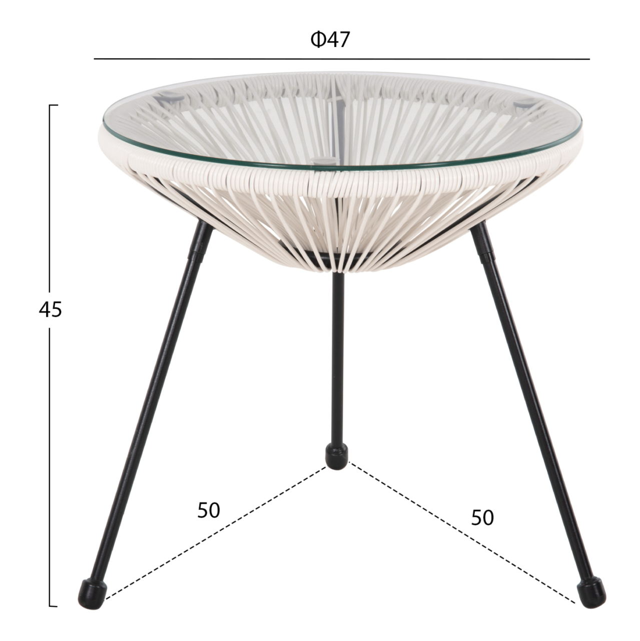 OUTDOOR COFFEE TABLE ALLEGRA HM5874.12 METAL IN BLACK- SYNTHETIC RATTAN IN WHITE Φ47x45Hcm. [2]