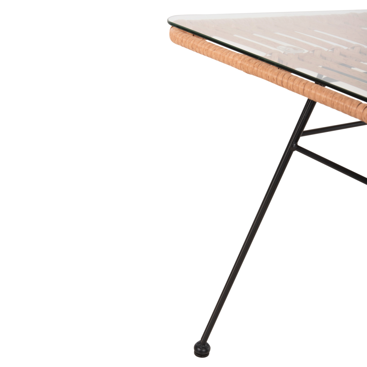OUTDOOR COFFEE TABLE ALLEGRA HM6076 BLACK METAL-BEIGE WICKER 95X55X51.5Hcm. [8]