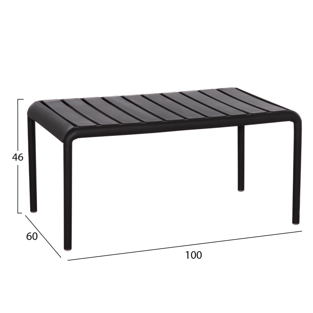 OUTDOOR COFFEE TABLE KORVER HM6334.02 POLYPROPYLENE IN BLACK 100x60x46Hcm. [2]