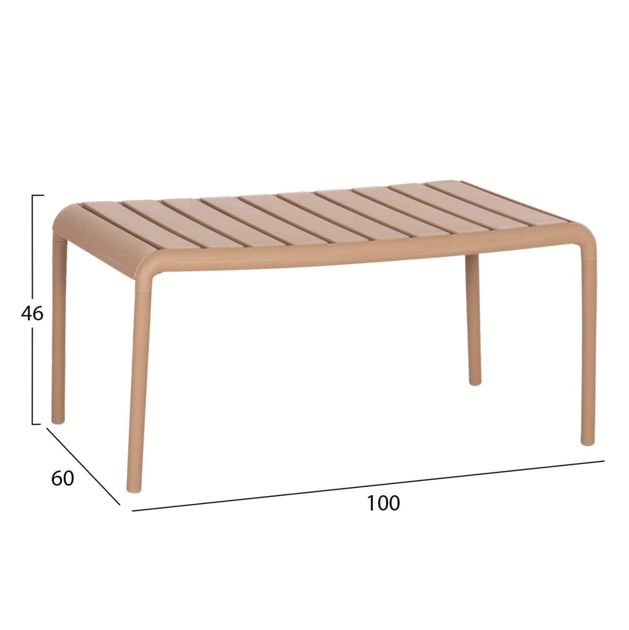 OUTDOOR COFFEE TABLE KORVER HM6334.04 POLYPROPYLENE IN CAPPUCCINO 100x60x46Hcm. [2]