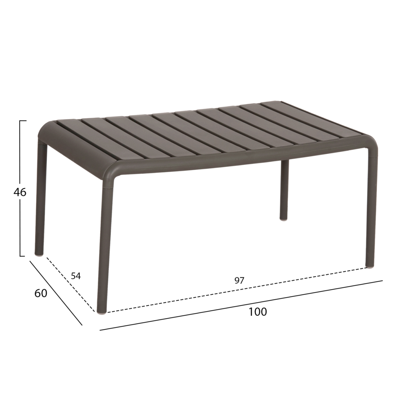 OUTDOOR COFFEE TABLE KORVER HM6334.05 POLYPROPYLENE IN DARK OLIVE 100x60x46Hcm. [2]