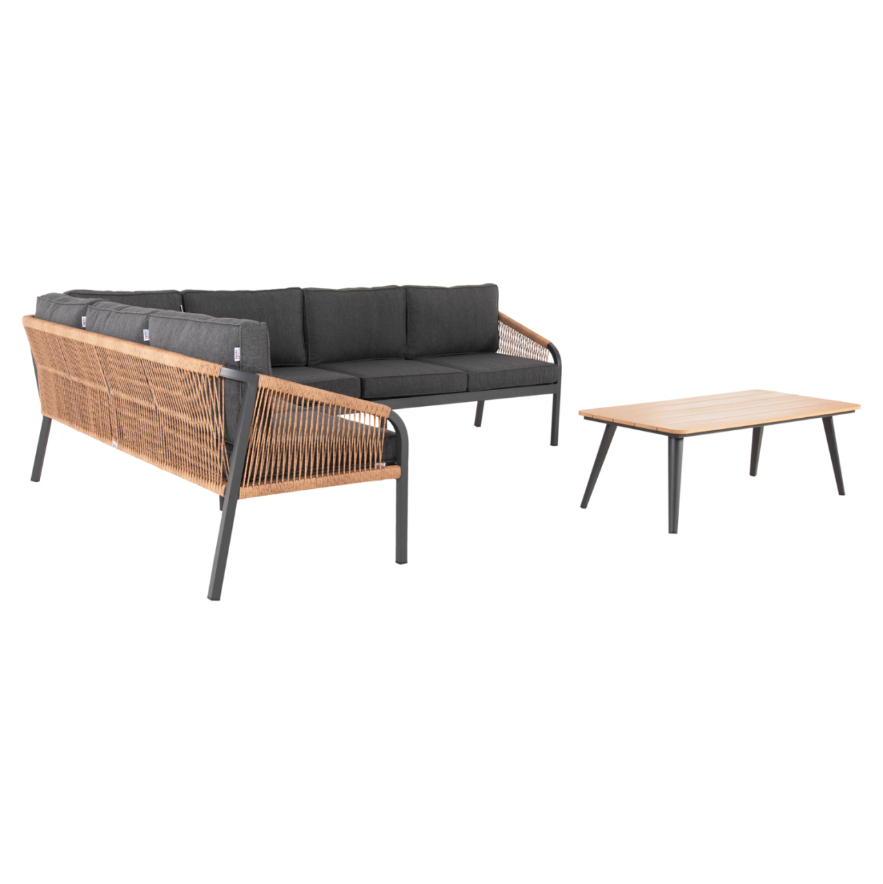 OUTDOOR CORNER LOUNGE SET MAERLY HM6140.02 ALUMINUM and CUSHIONS IN ANTHRACITE-BEIGE SYNTHETIC ROPE [4]