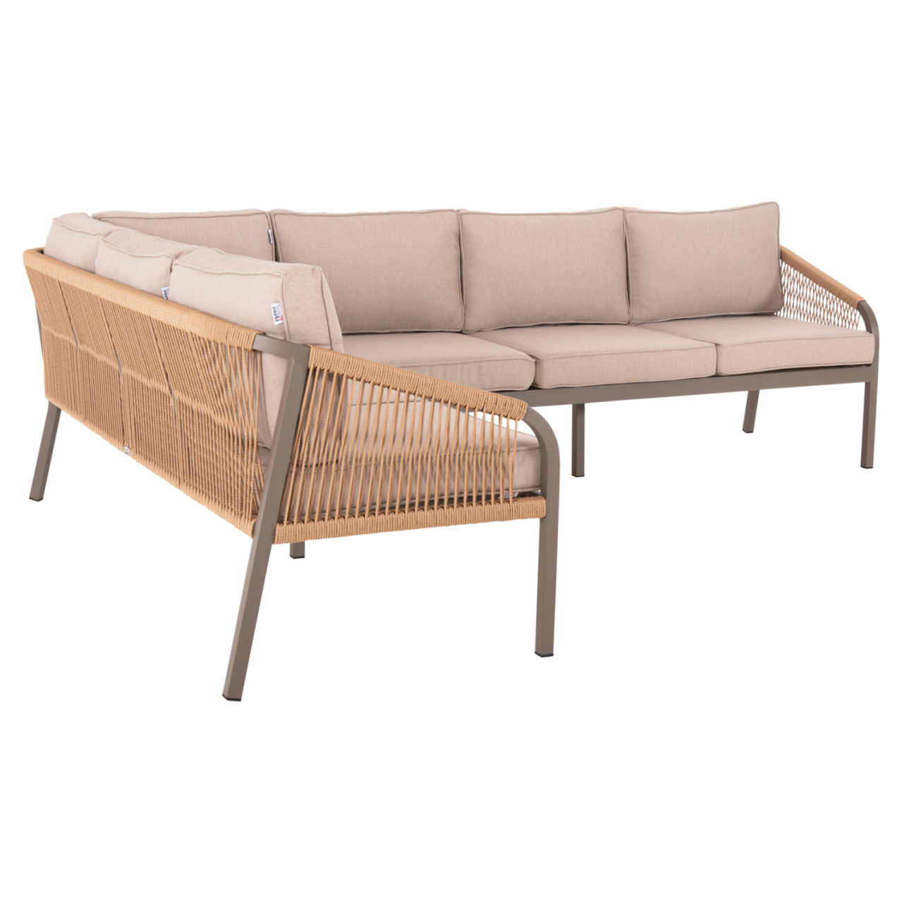 OUTDOOR CORNER LOUNGE SET MAERLY HM6140.03 ALUMINUM and CUSHIONS IN CHAMPAGNE COLOR-BEIGE SYNTHETIC ROPE [5]
